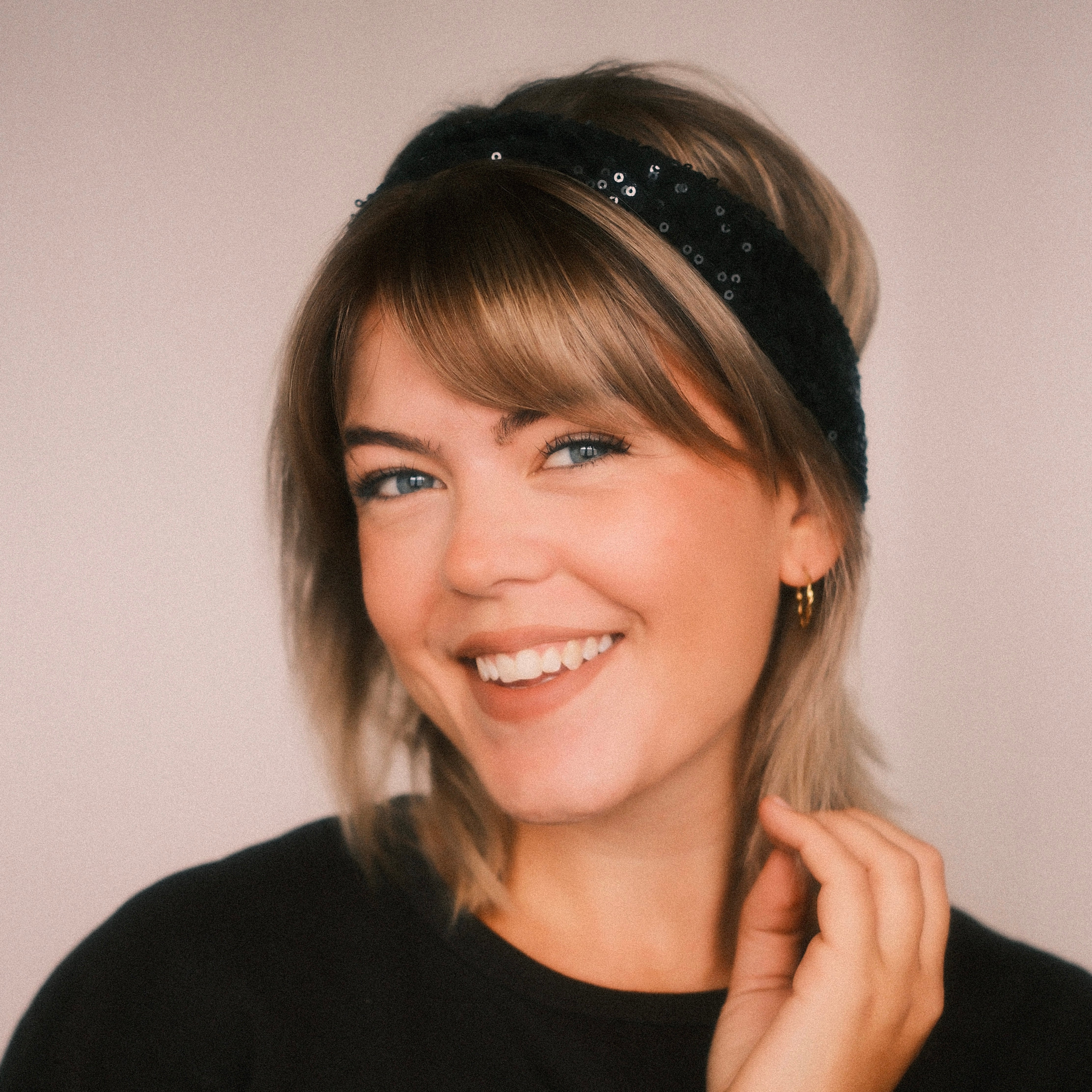 Basic Haarband - Pailletten Black