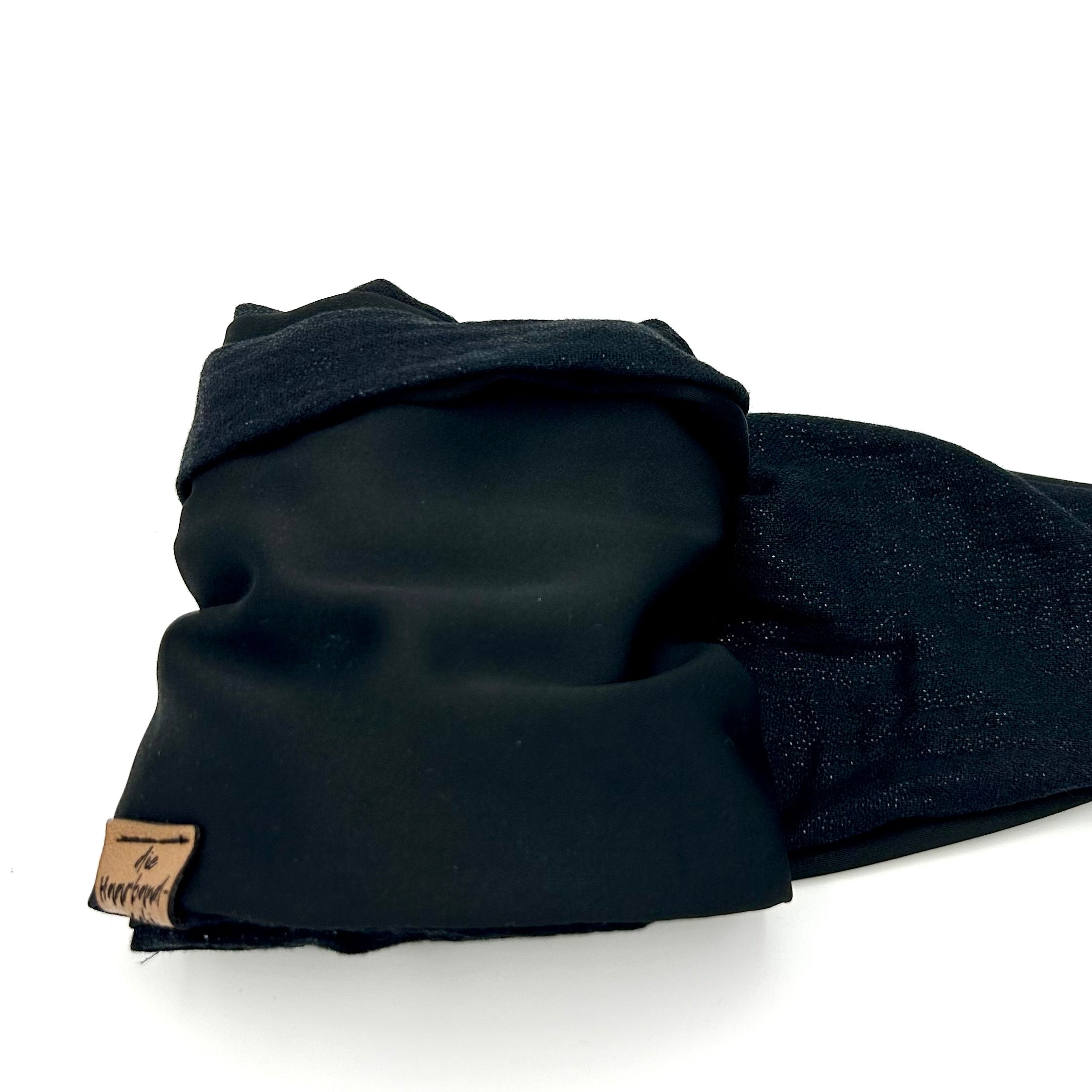 Drahthaarband 2 Seiten Glitzer/Satin Schwarz