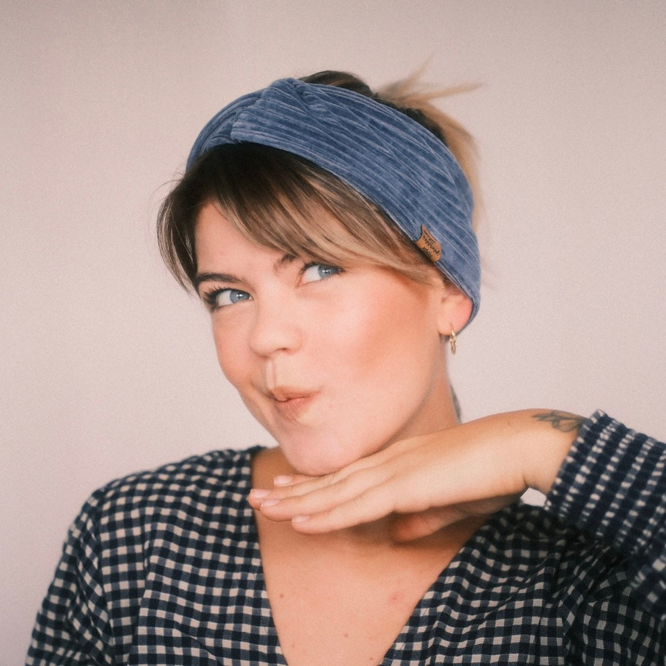 Basic Haarband - Cord Blau