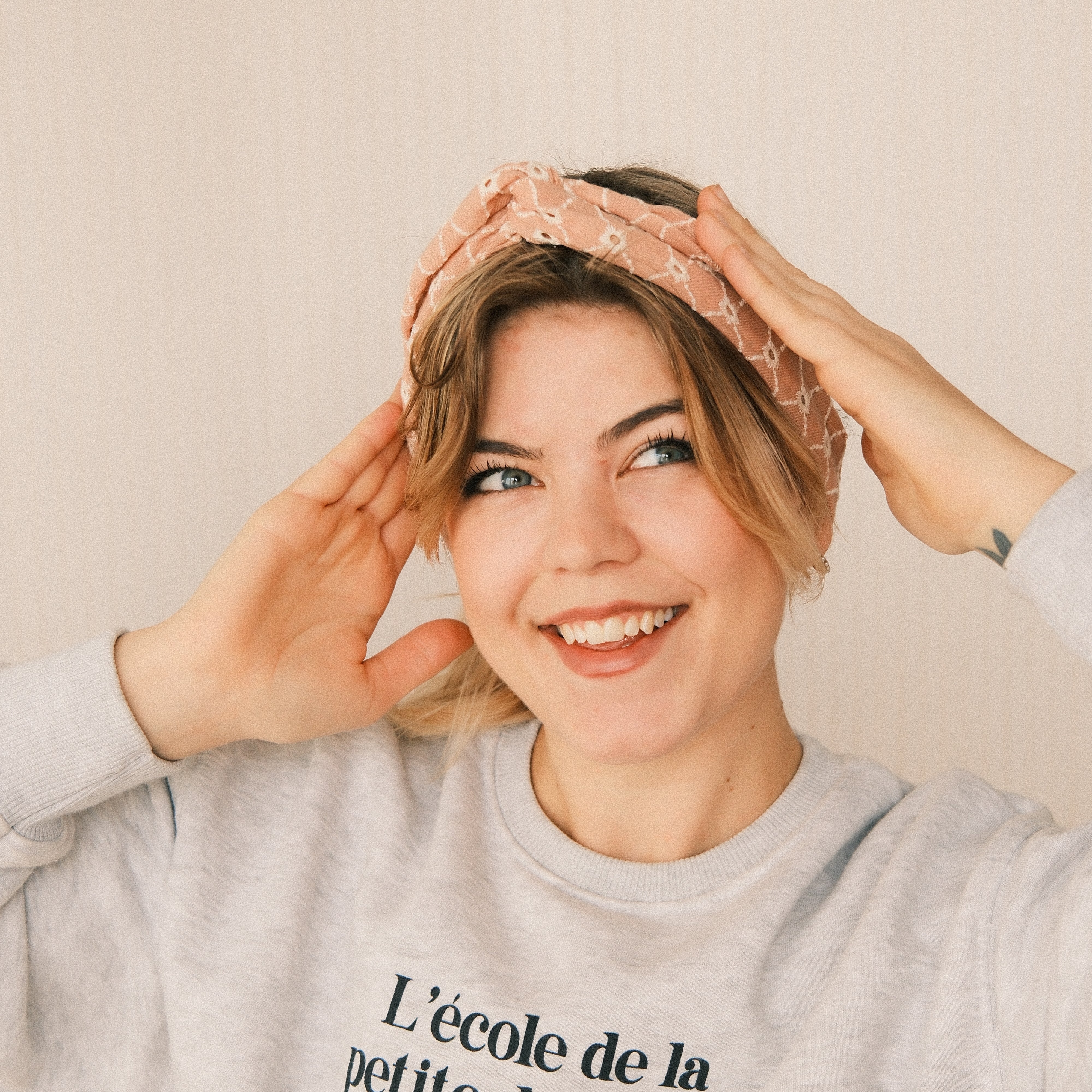 Drahthaarband schmal - Polka Stick Apricot