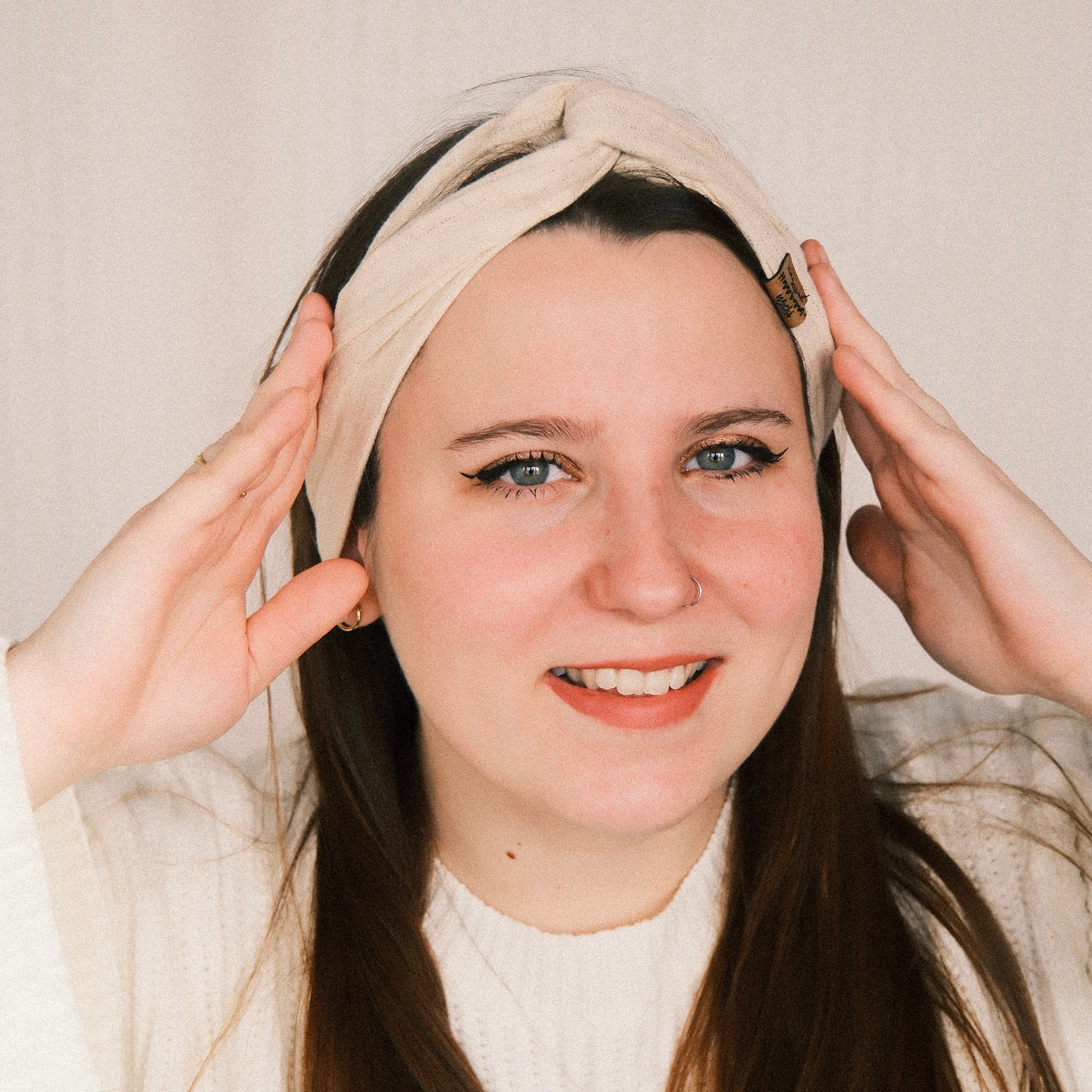 Drahthaarband - Glitzerstreifen beige