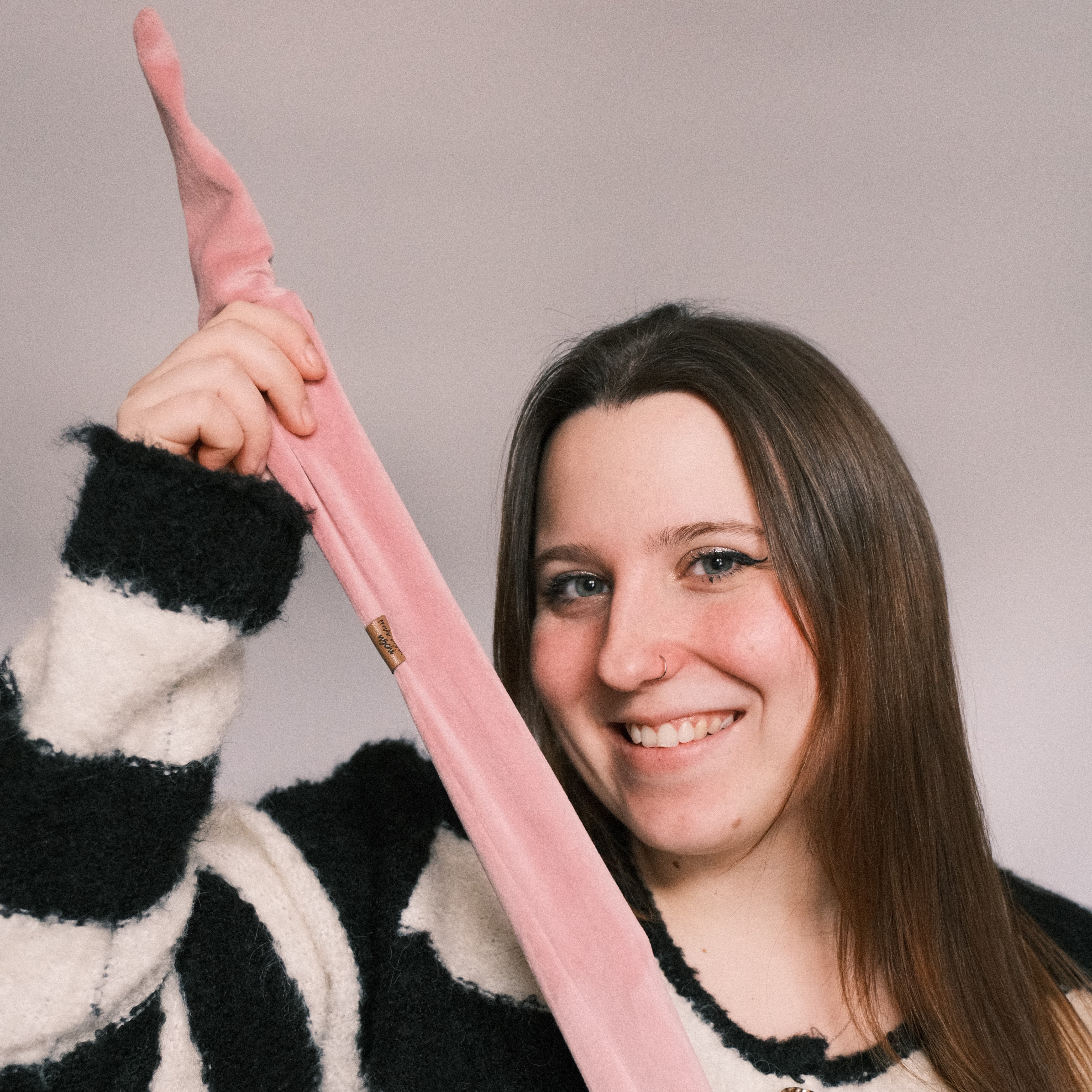 Drahthaarband schmal - Samt Puderrosa