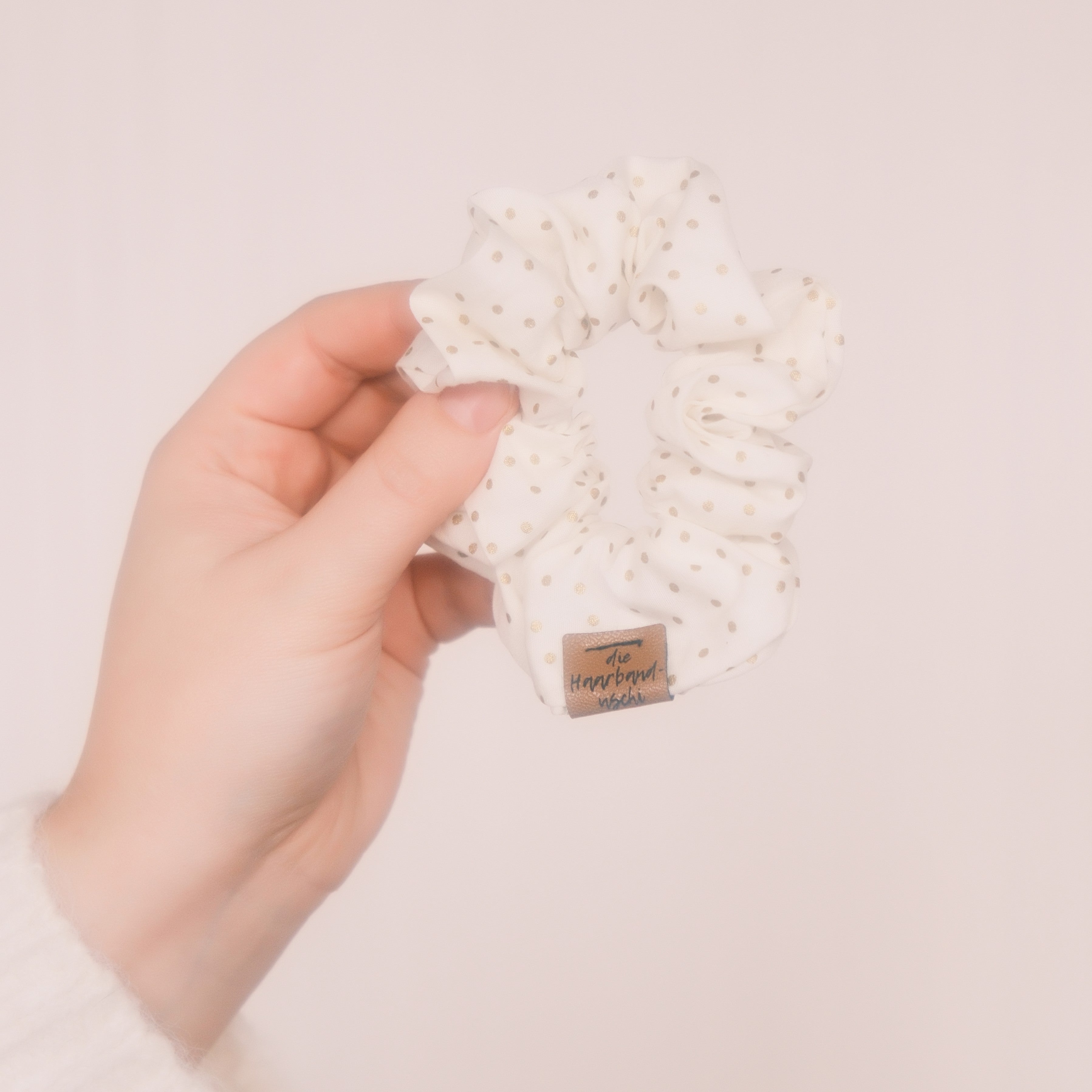 Scrunchie - Dots Weiß