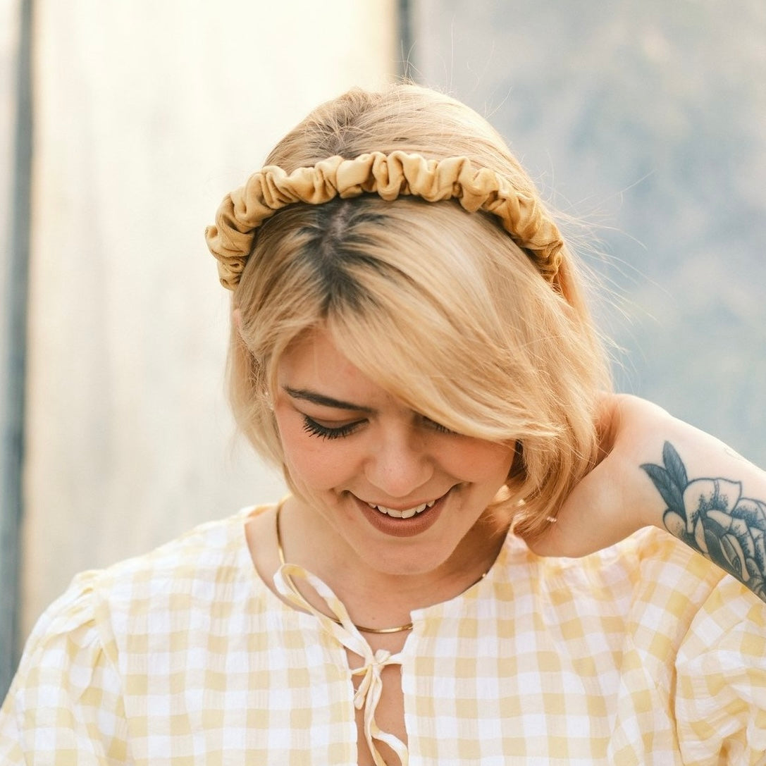 Hilde - sonnengelb Haarreif gerafft
