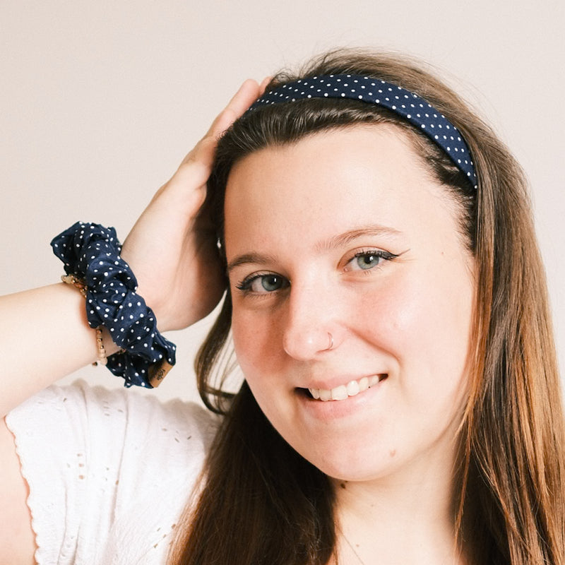 Scrunchie - Polka Dots Mini Blau