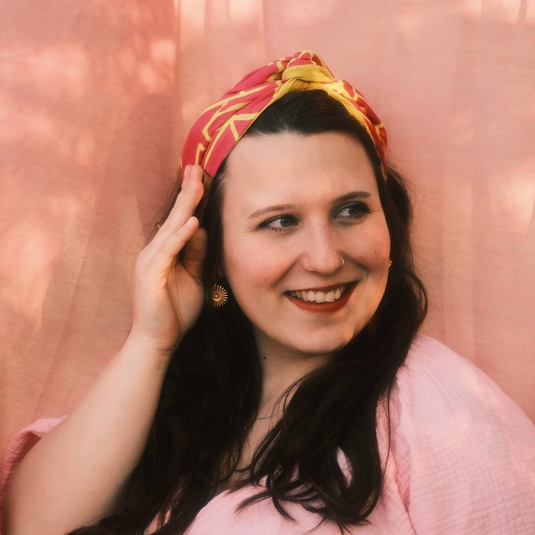 Drahthaarband breit 2 Seiten Neon Pink/Gelb