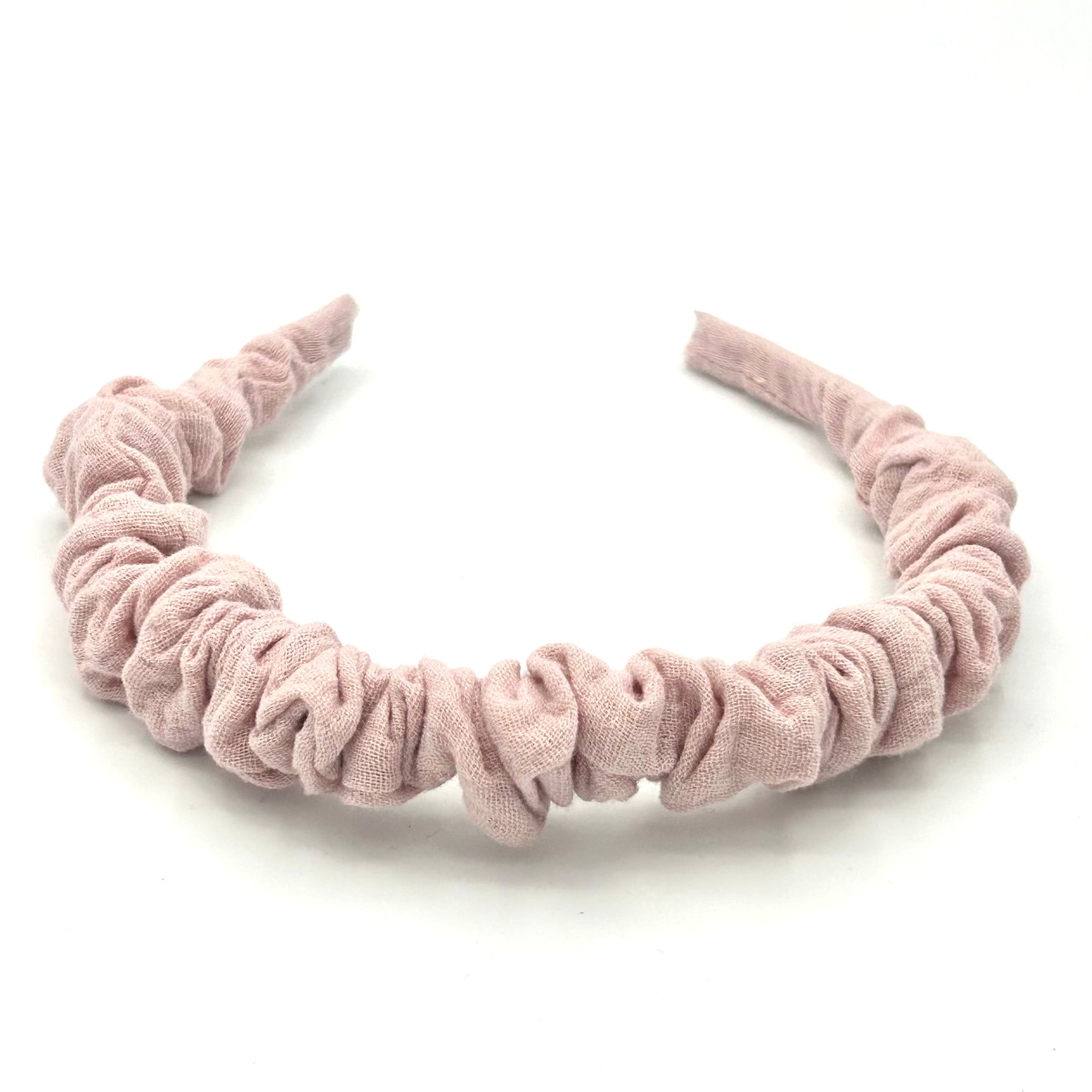 Hilde - Musselin Hellrosa Haarreif gerafft