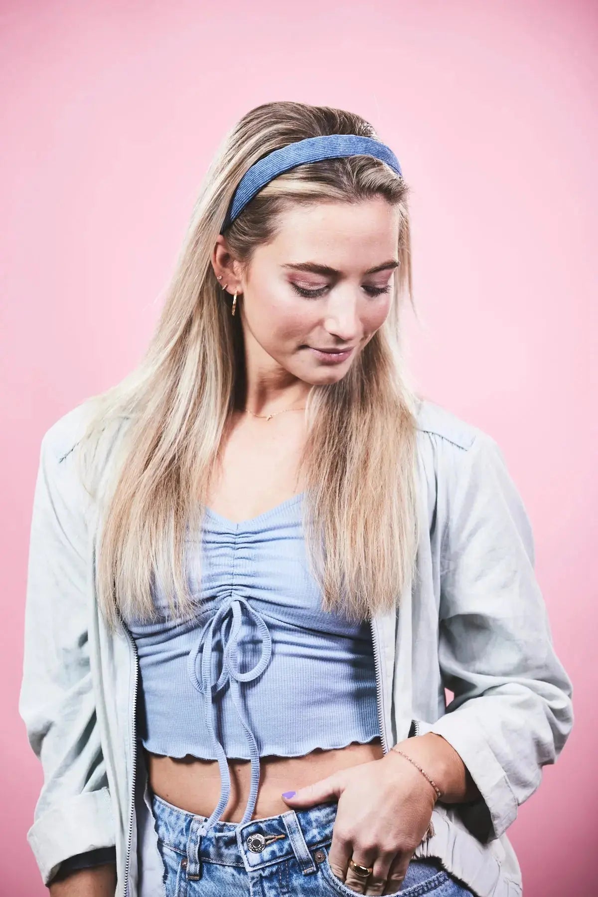 Anna blau Cord Haarreif