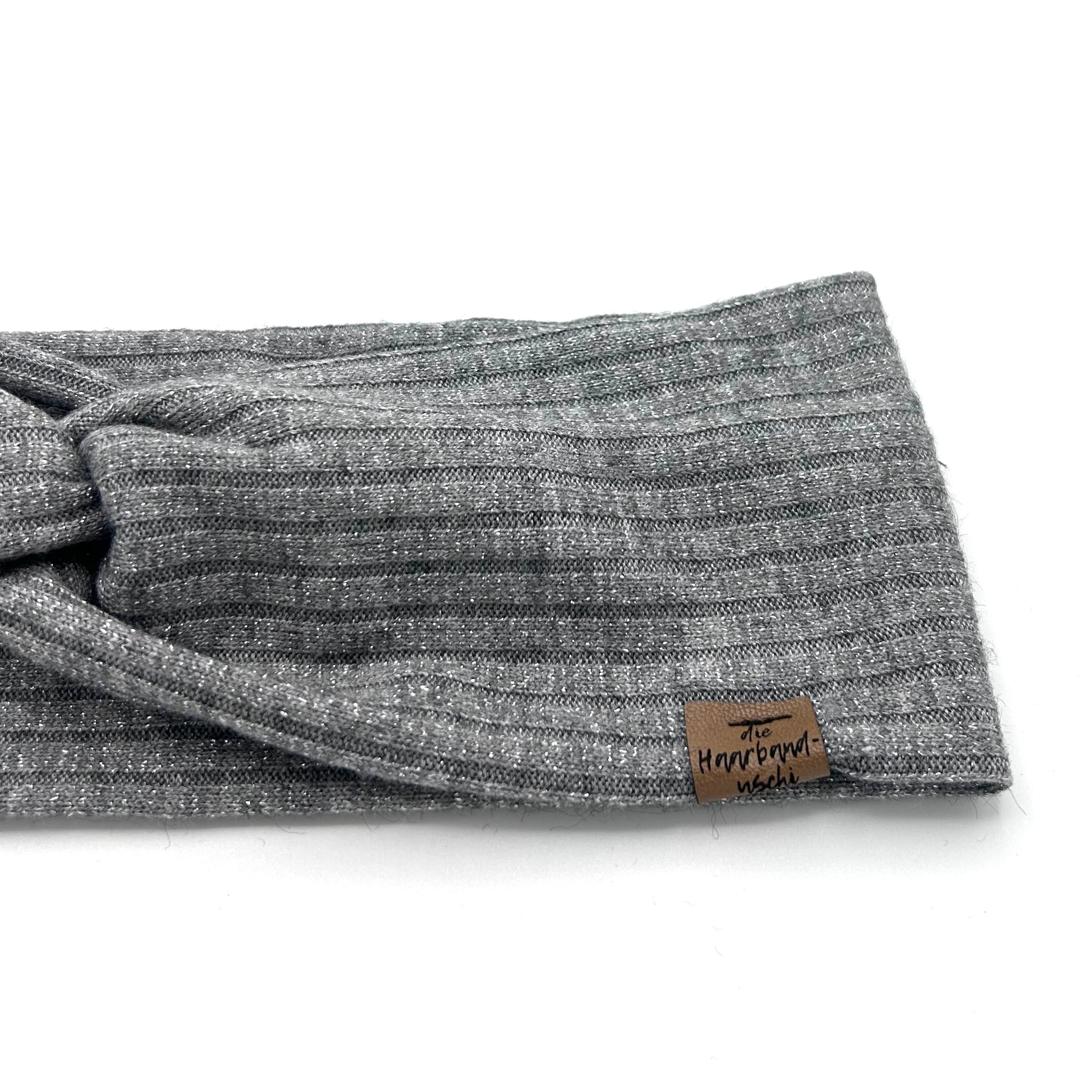 Basic Haarband - Strick Glitzer Grau
