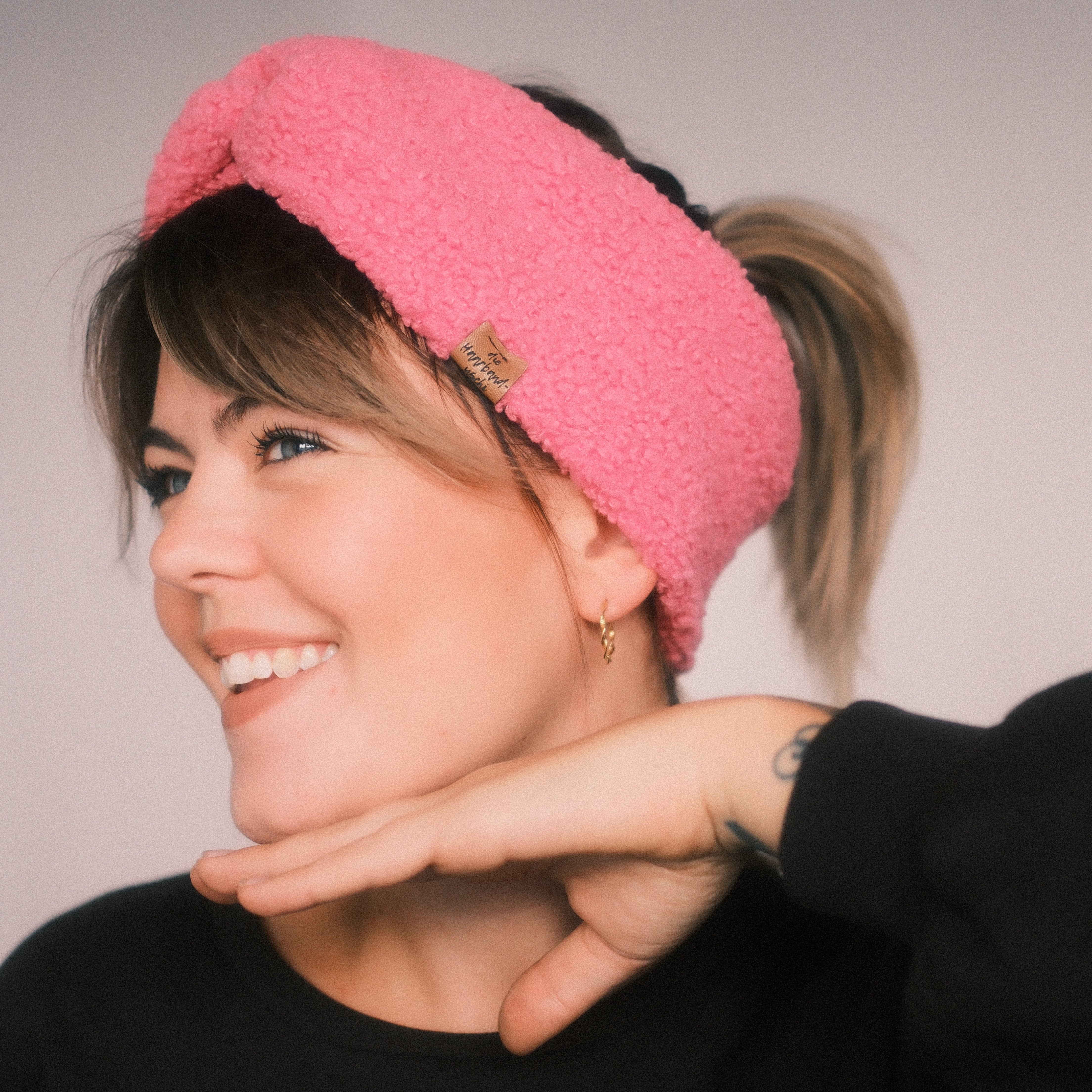 Basic Haarband - Teddy Frozen Pink