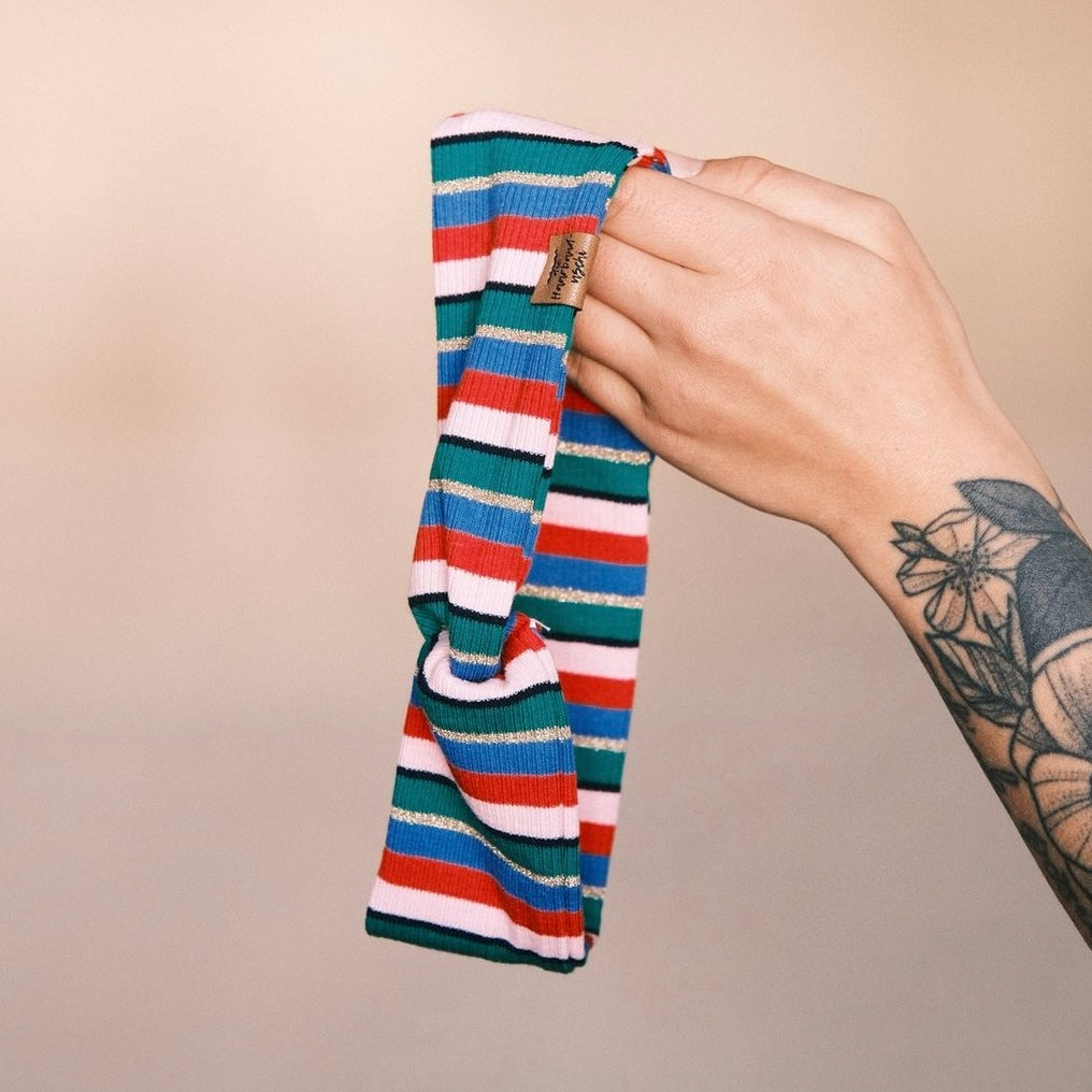 Basic Haarband - gestreift/glitzer