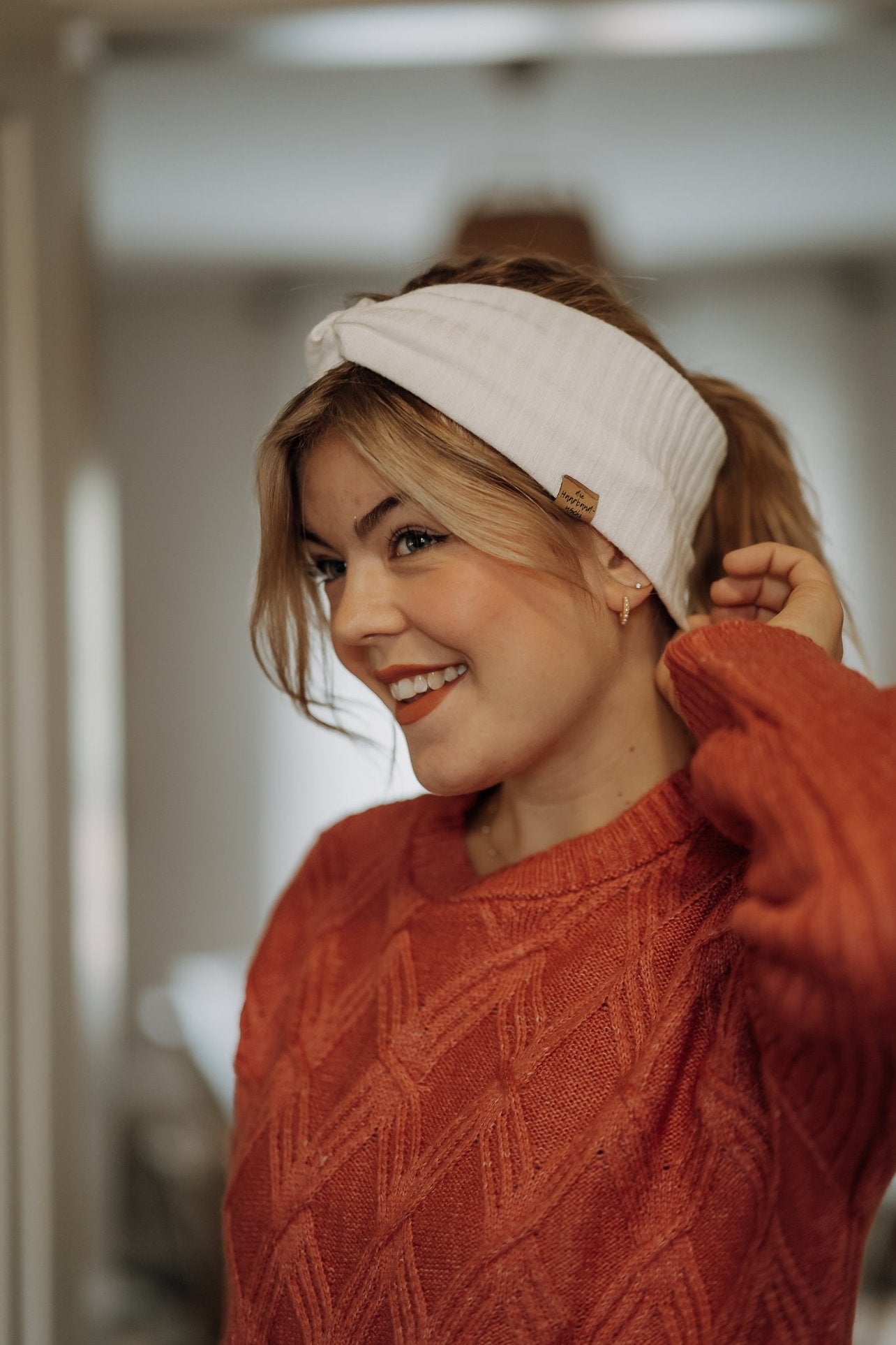 Haarband Basic Strick Cremeweiß