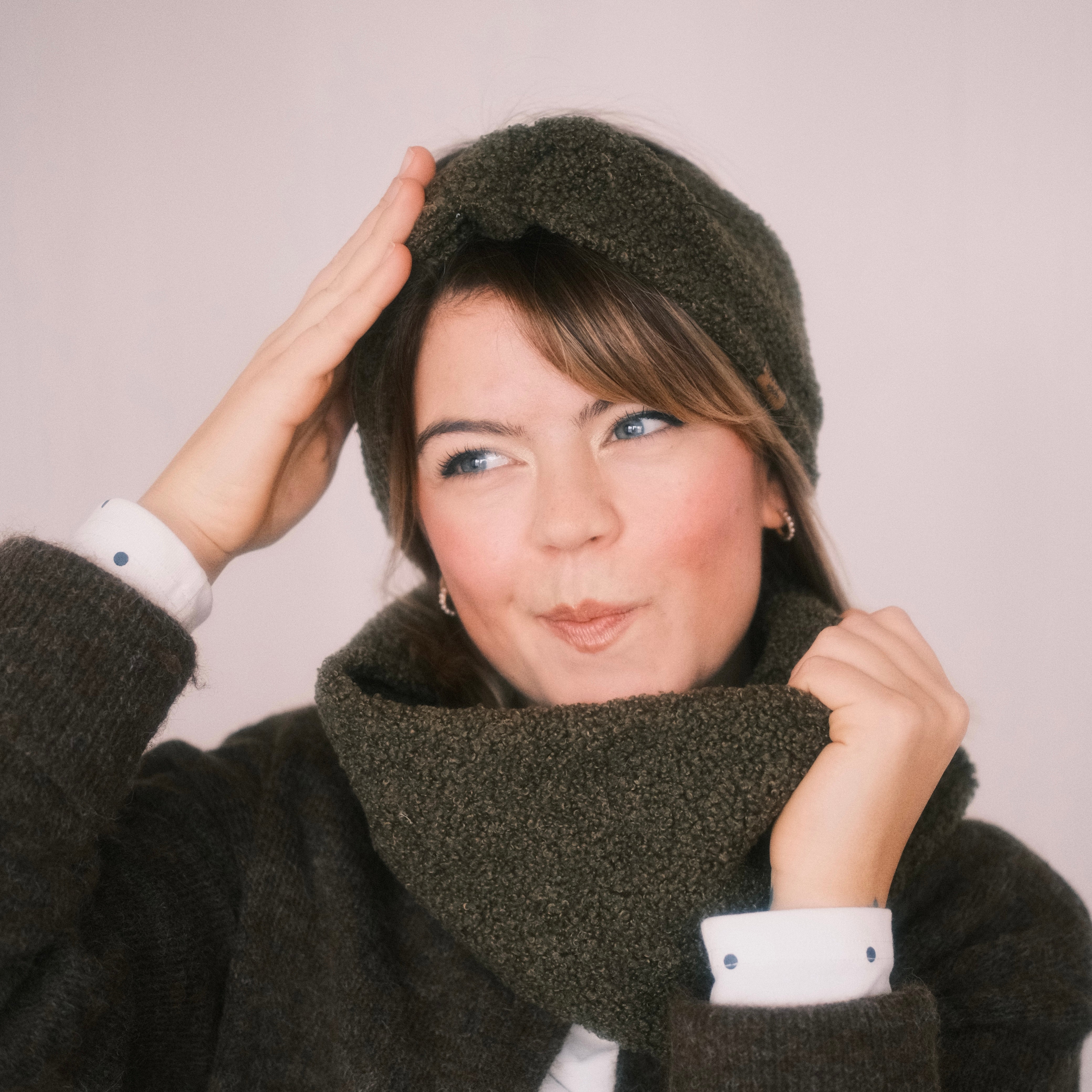 Basic Haarband - Teddy Moosgrün