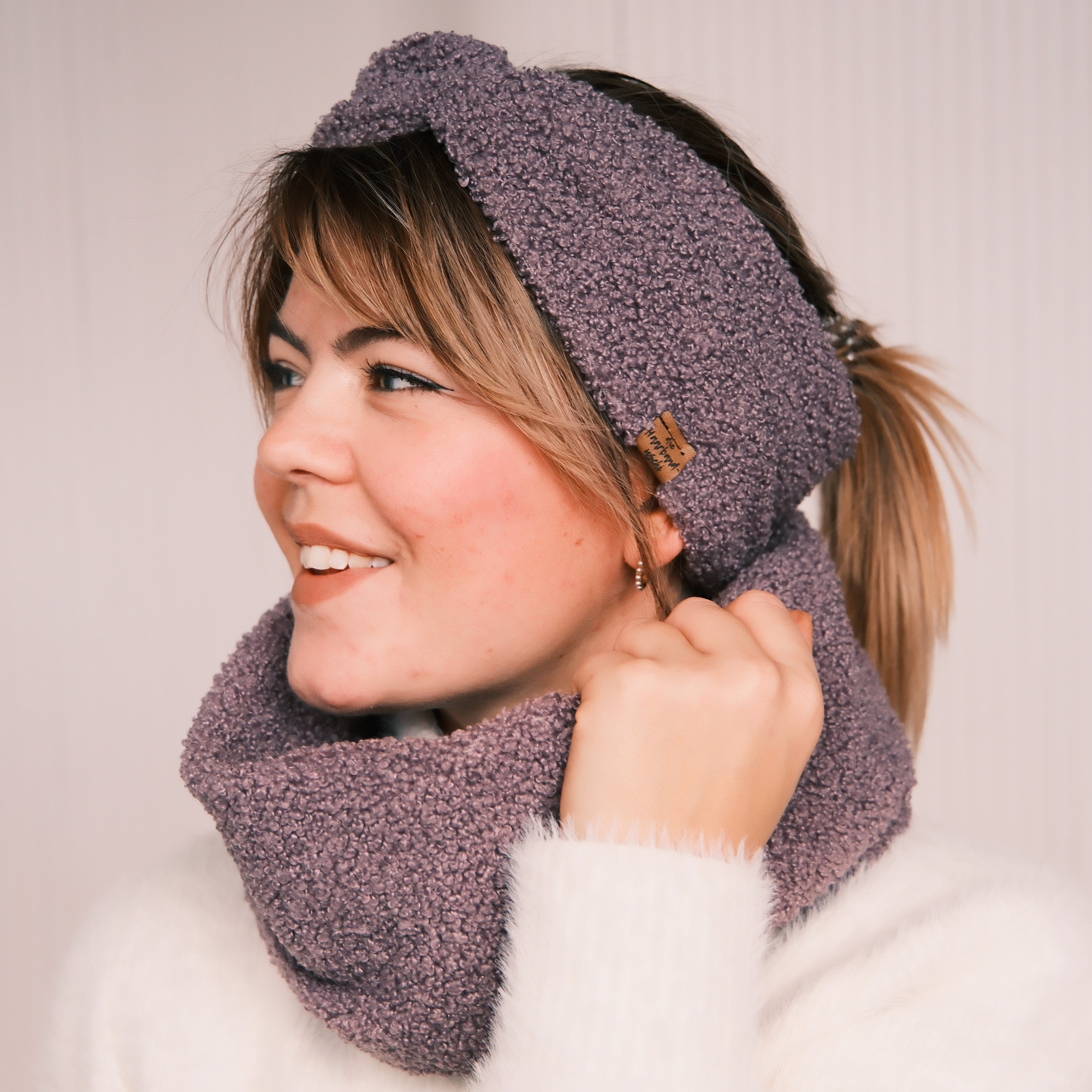 Basic Haarband - Teddy Frozen Lila