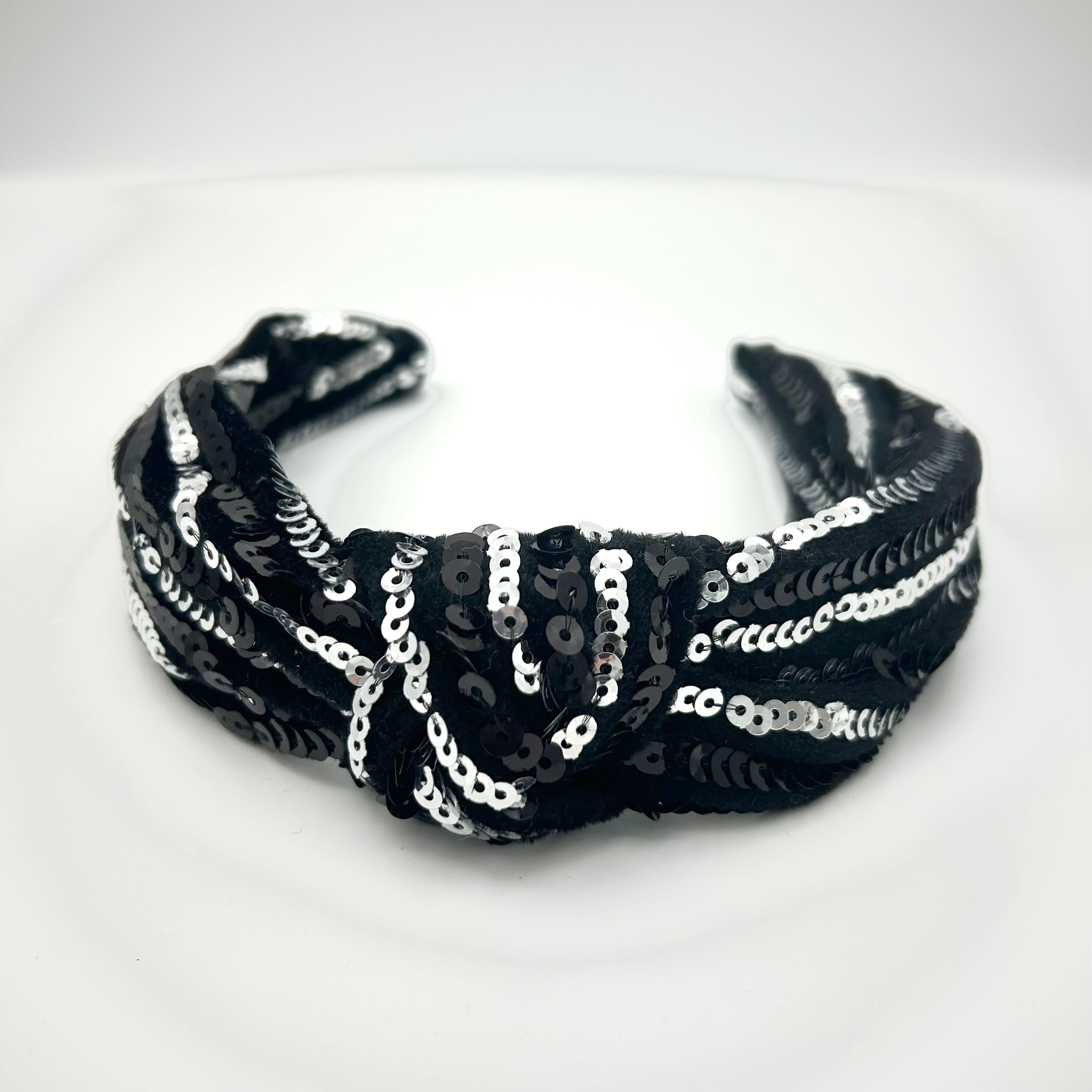 Leyla Pailletten Silber/Schwarz