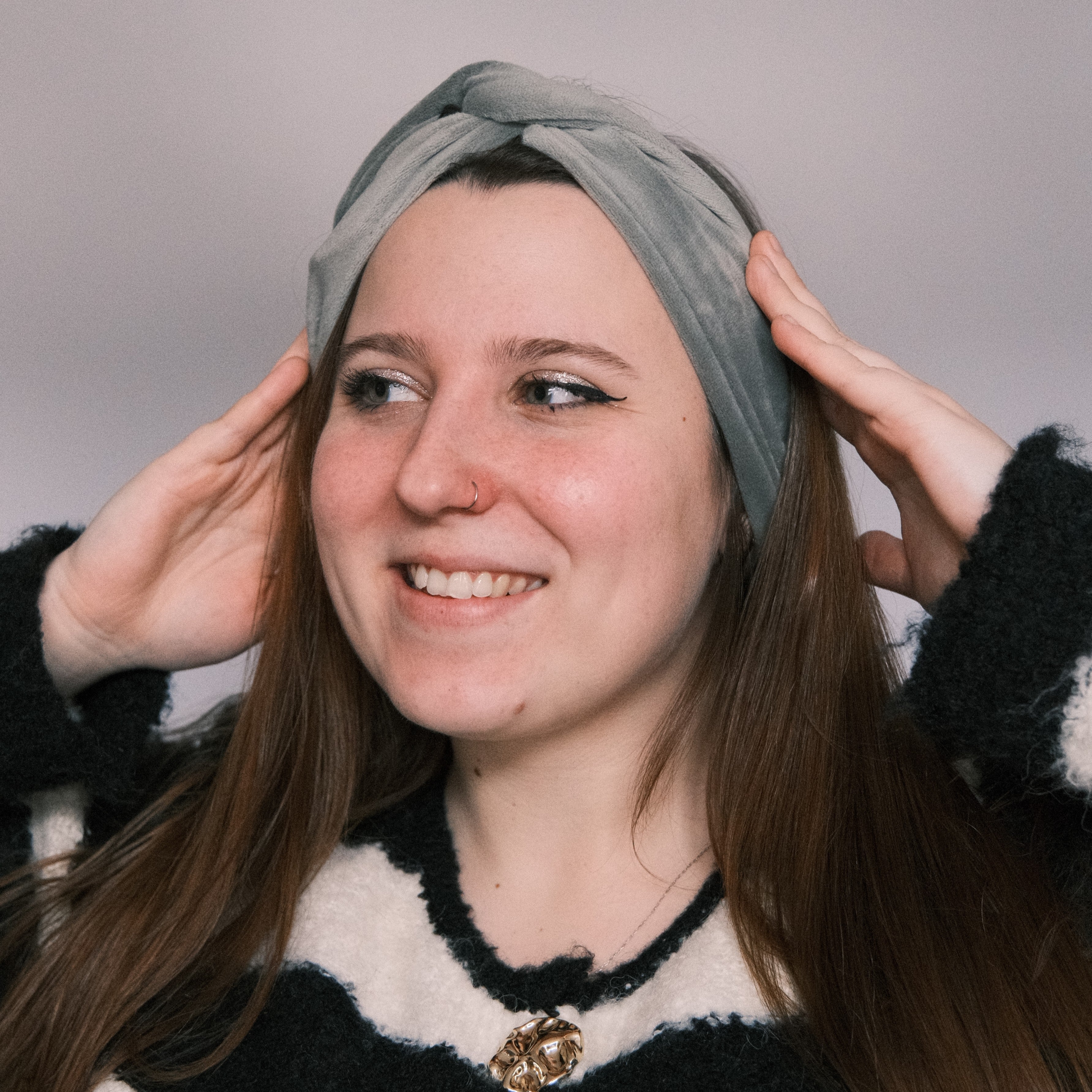 Drahthaarband schmal - Samt Soft Mint