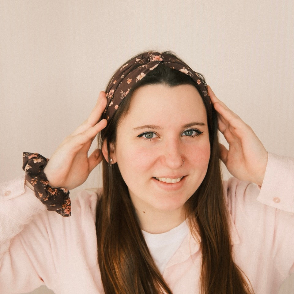 Drahthaarband schmal - Cottage Flower Mokka