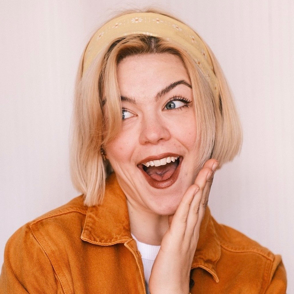 Drahthaarband gelb Blümchen