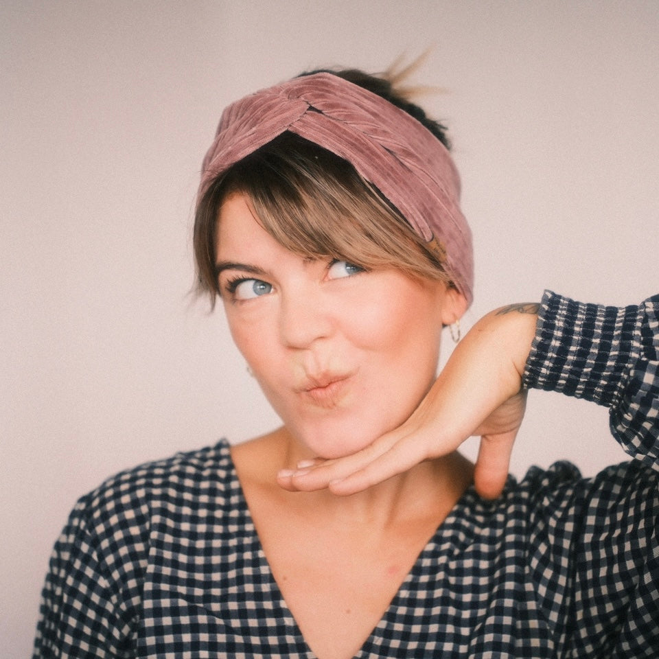 Basic Haarband - Cord Pastell Lila