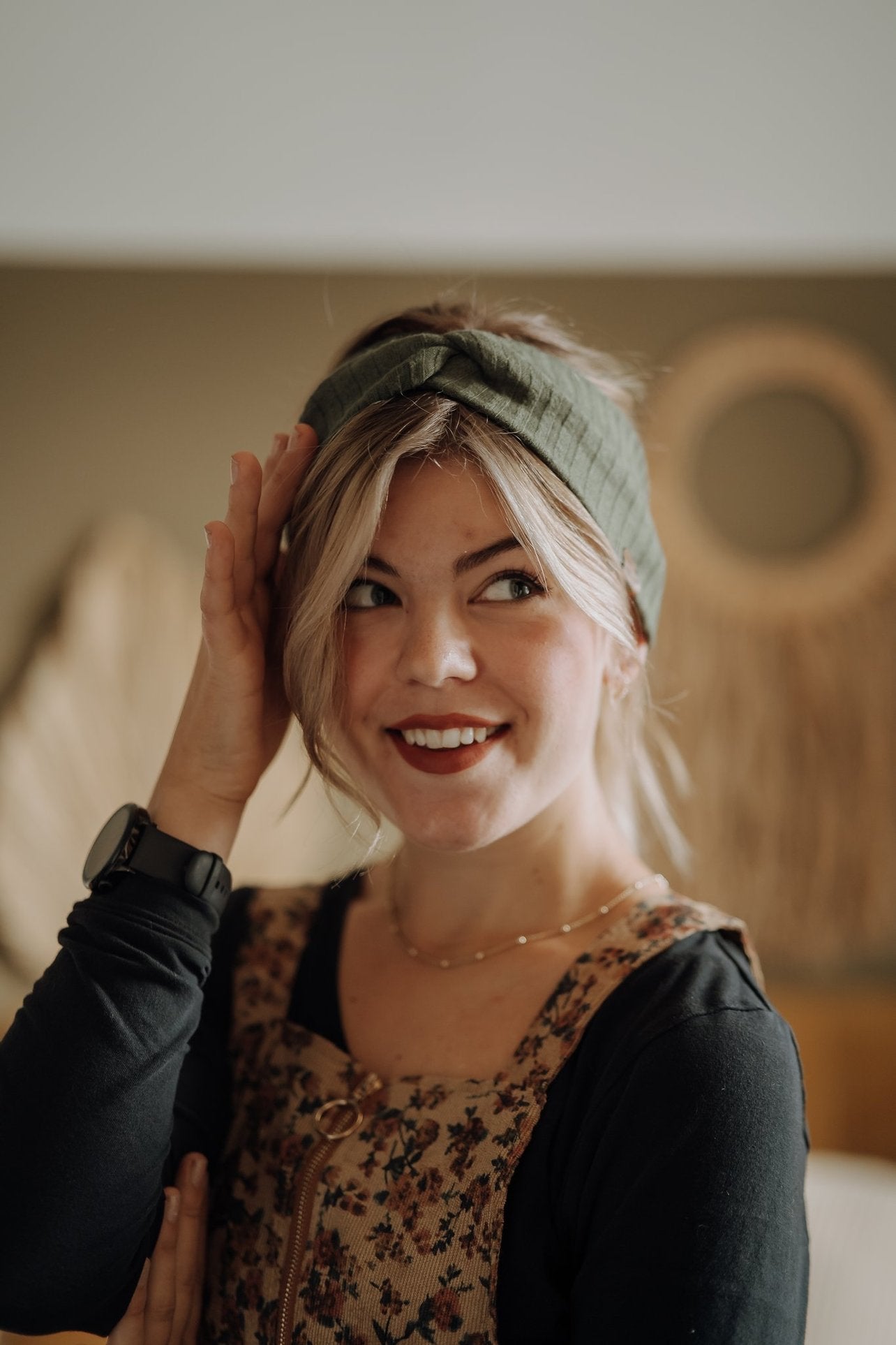 Haarband Basic Strick Khaki