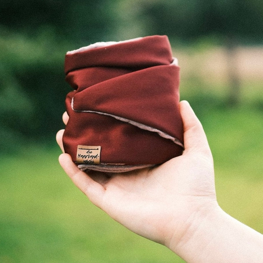 Drahthaarband 2 Seiten Glitzer/Satin Flieder/Bordeaux