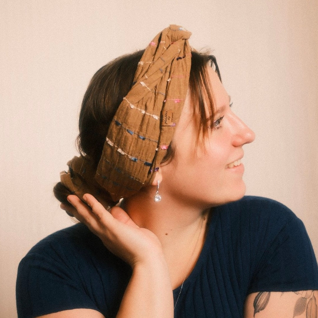 Drahthaarband breit Boho braun