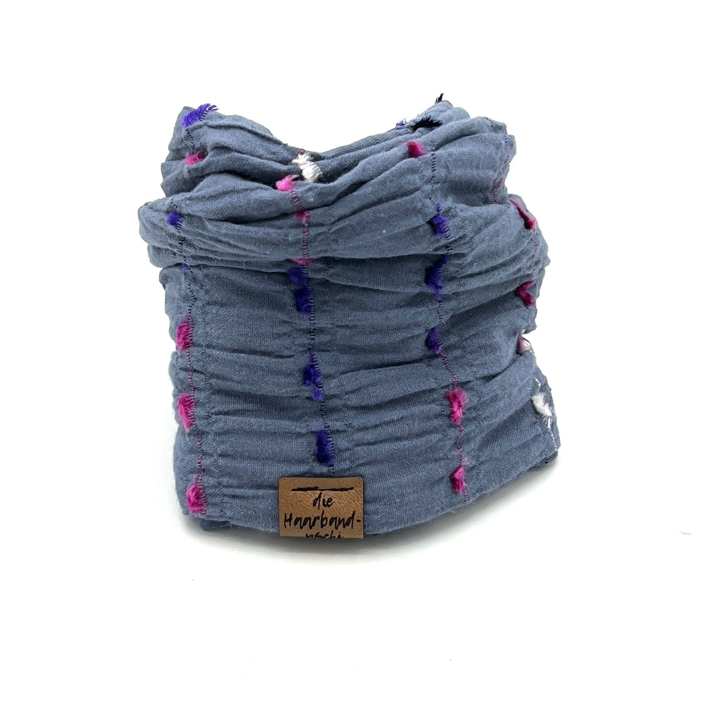 Drahthaarband breit Boho blau