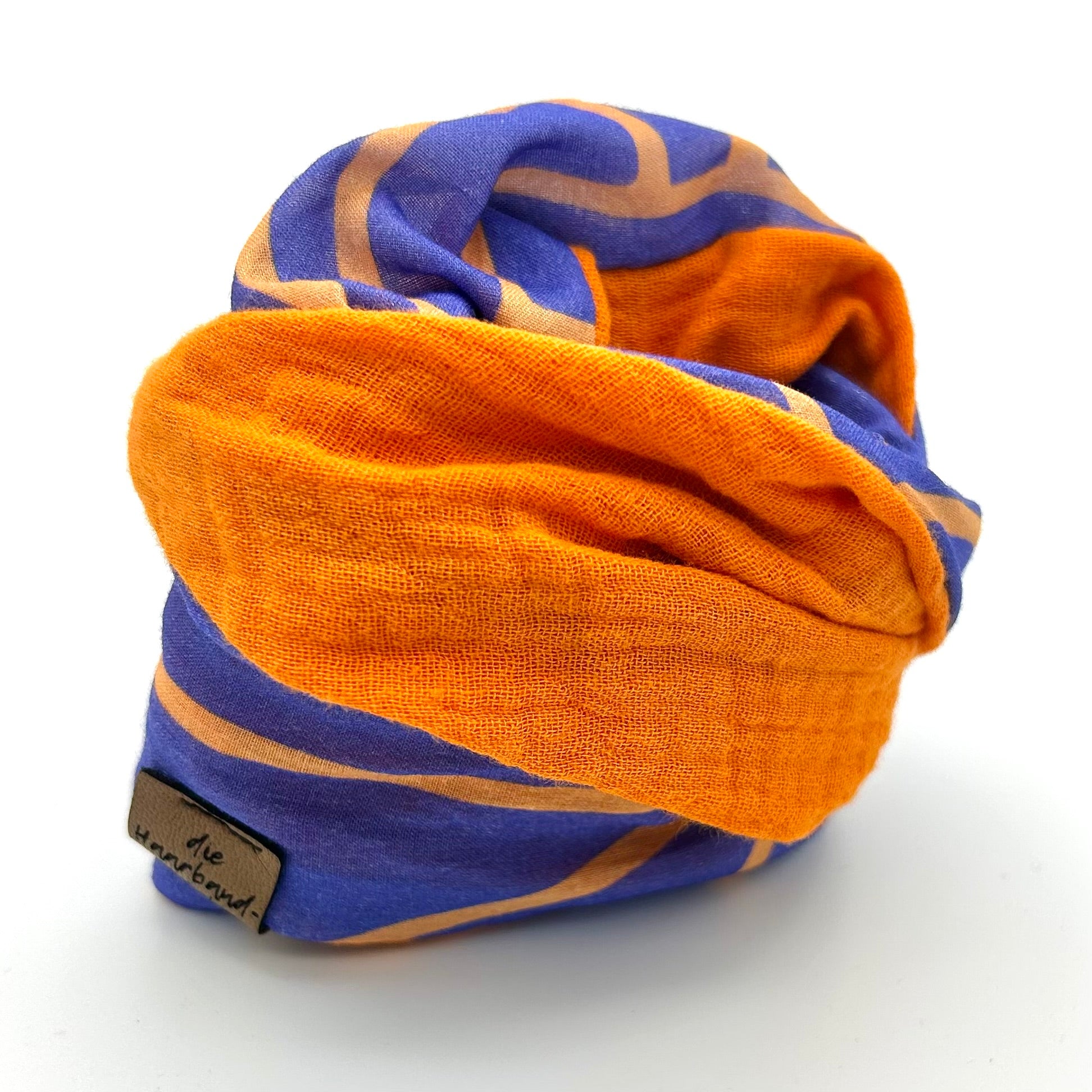 Drahthaarband breit 2 Seiten Neon Blau/Orange