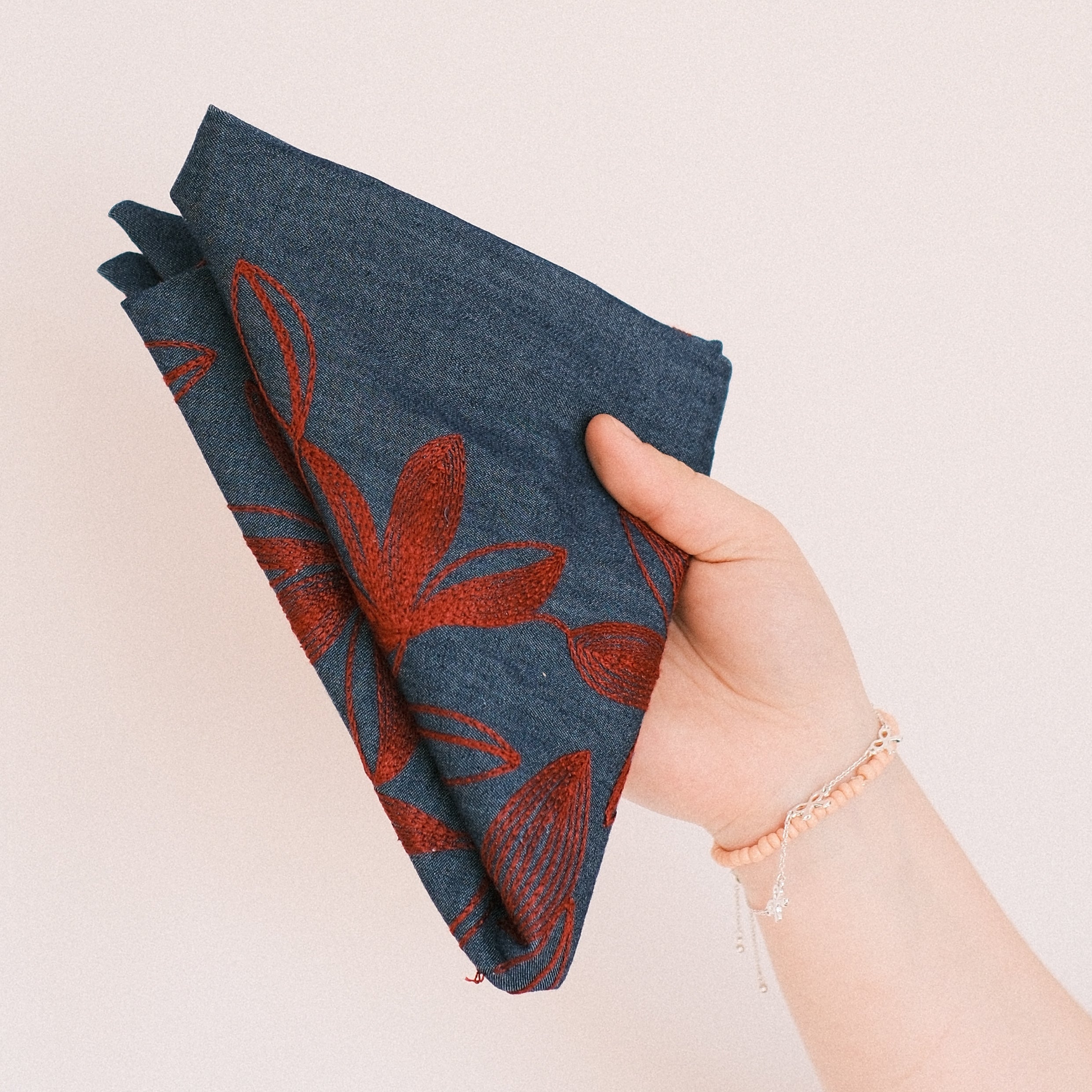 Bandana - Jeans Boho rot