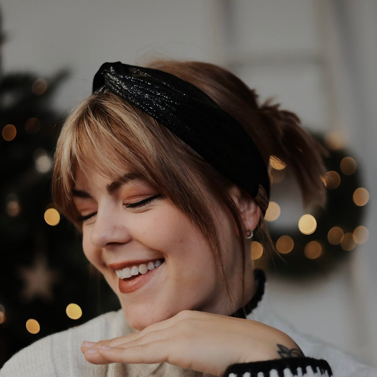 Drahthaarband Glitzer Silber