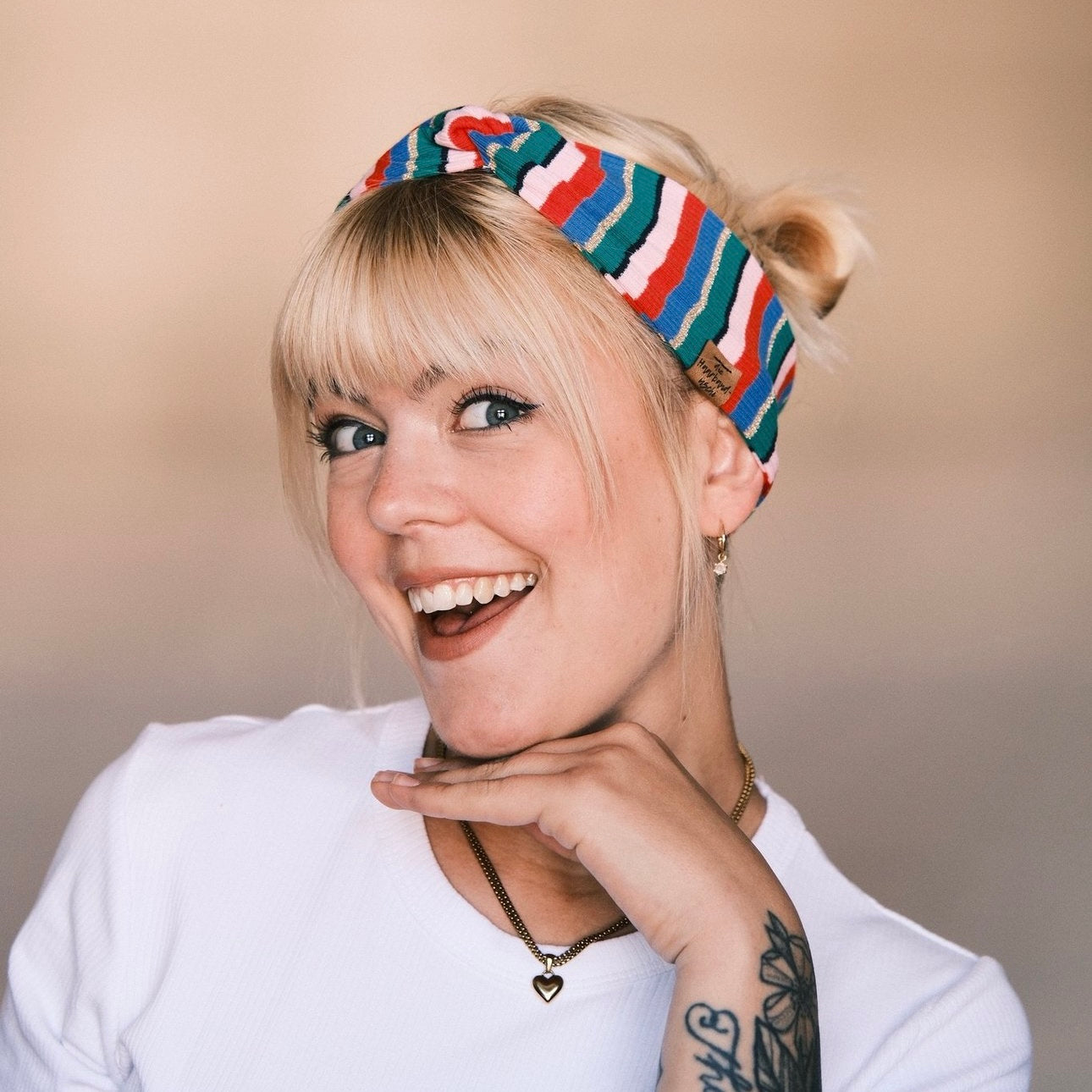 Basic Haarband - gestreift/glitzer