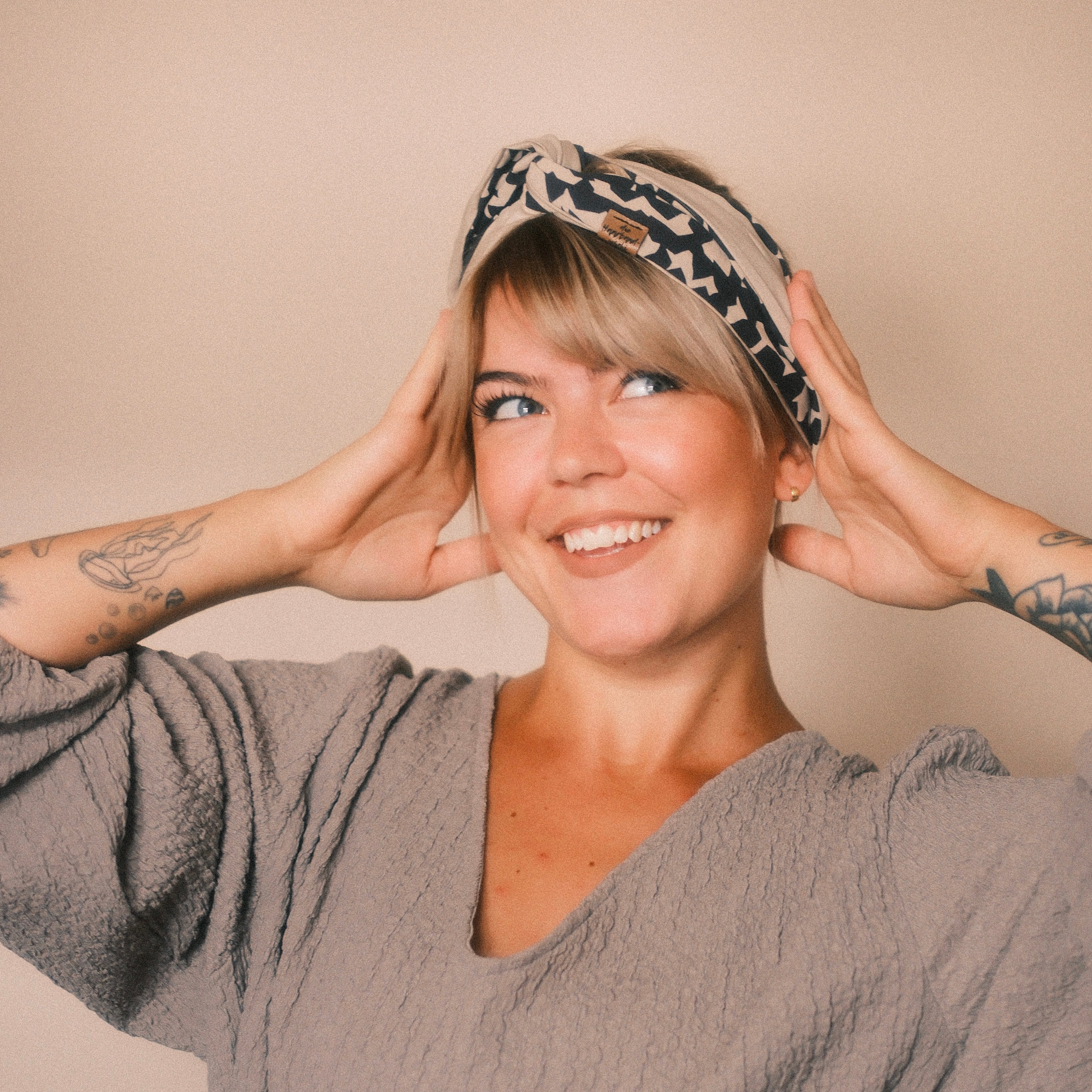 Drahthaarband 2 Seiten - Abstrakt Schwarz/Beige