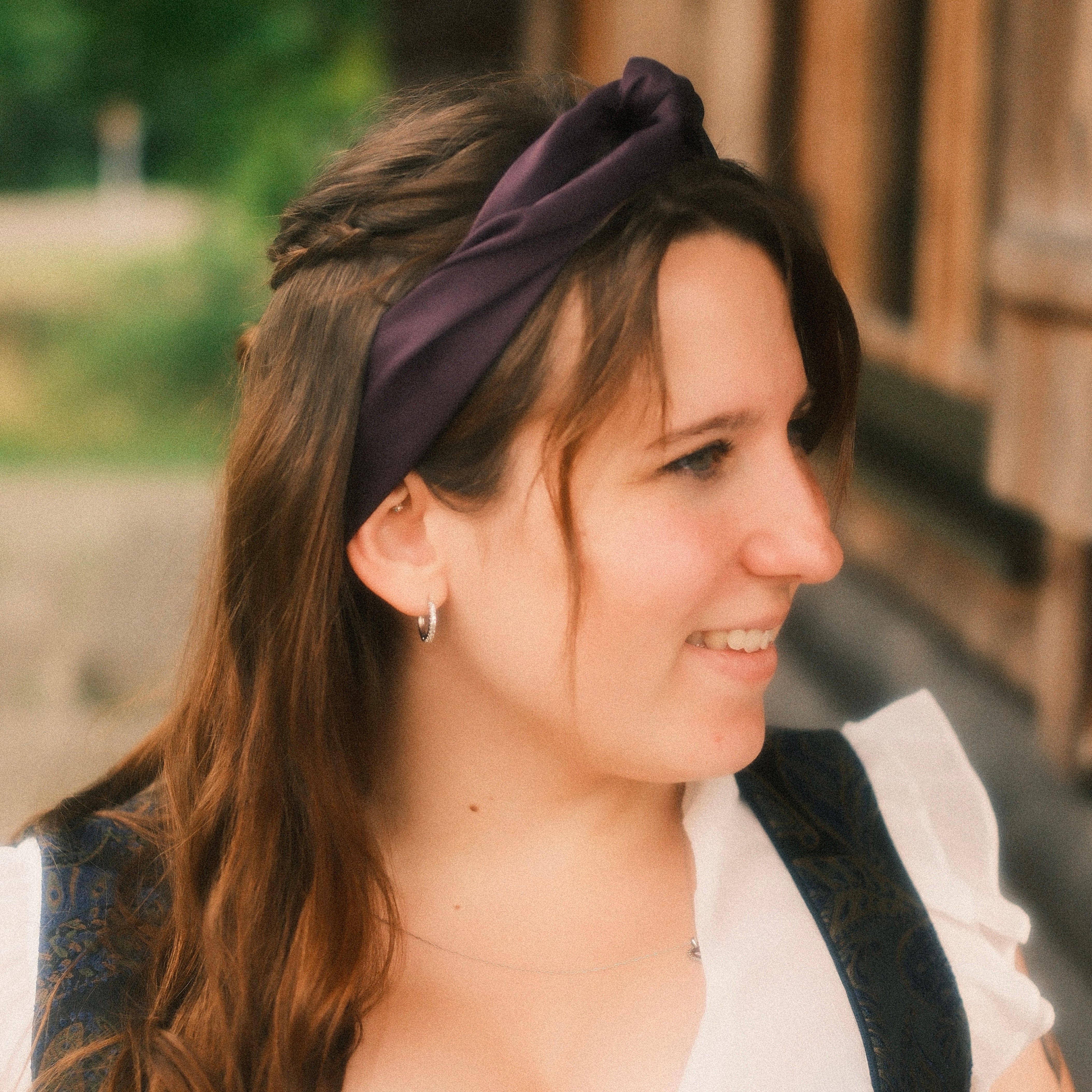 Drahthaarband Satin Mitternachtsviolette