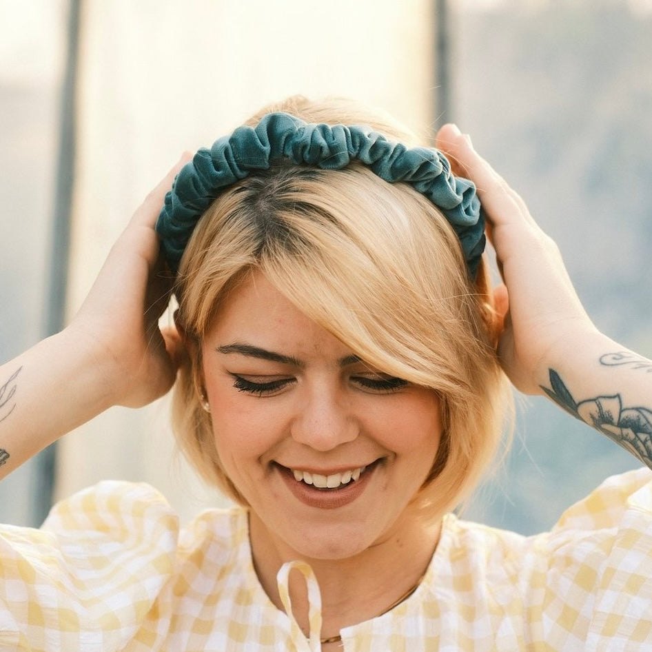 Hilde - Paradiestürkis Haarreif gerafft