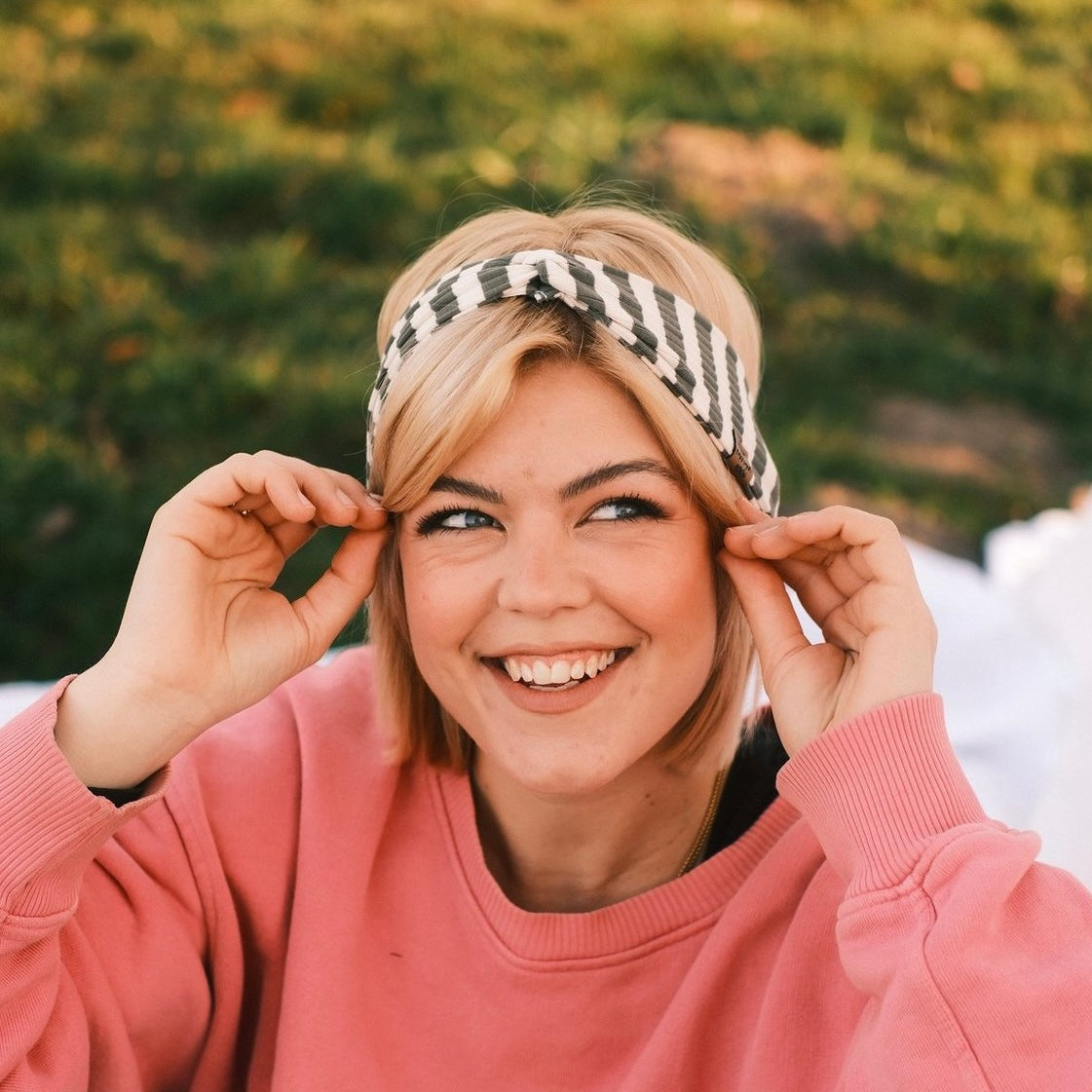 Basic Haarband - gestreift grün