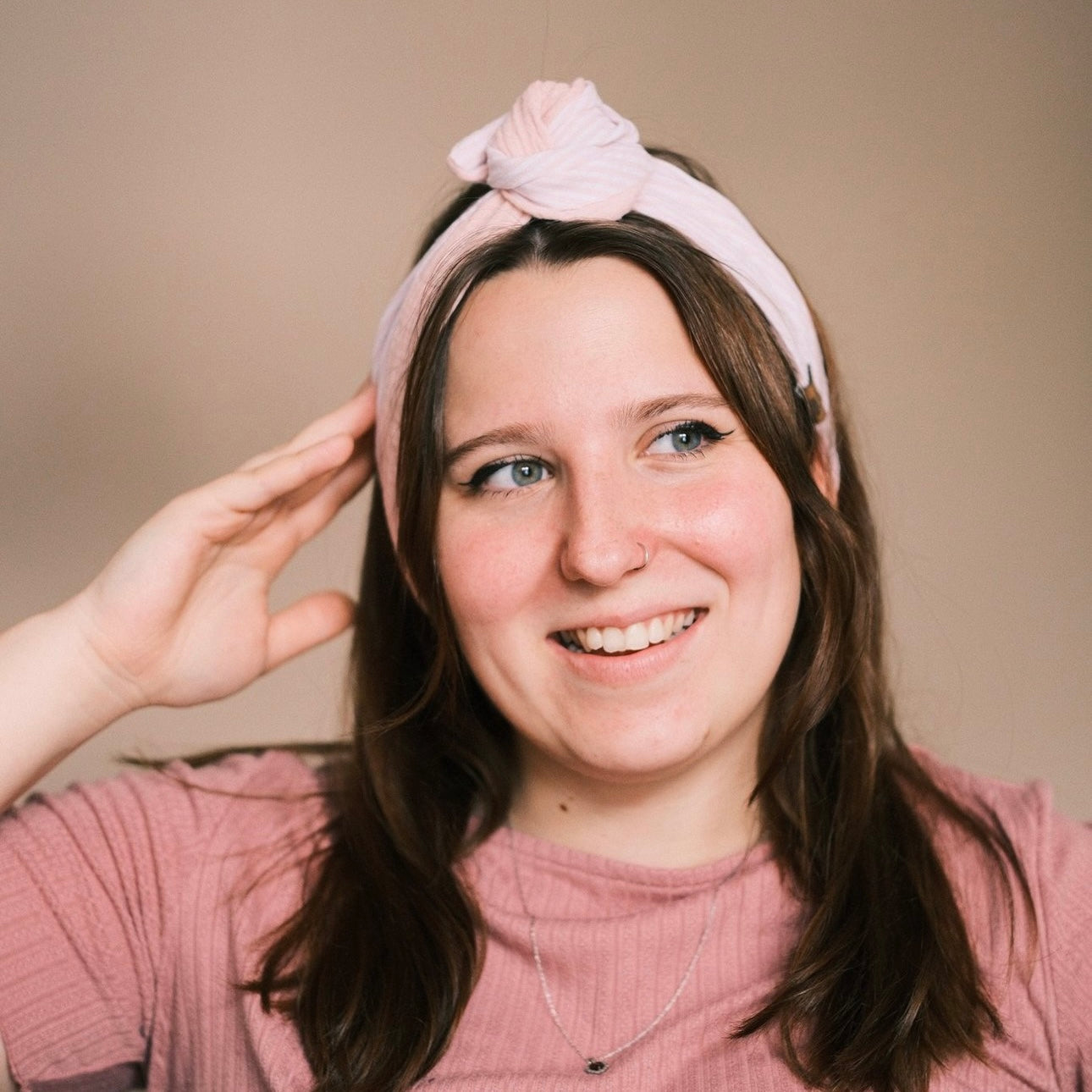 Drahthaarband 2 Seiten gestreift Rosa