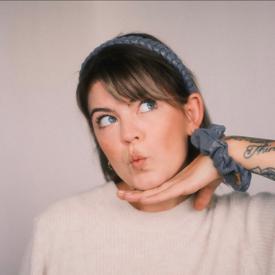 Scrunchie - Glitzer Blaugrau