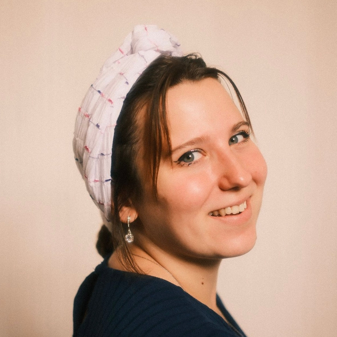 Drahthaarband breit Boho weiß