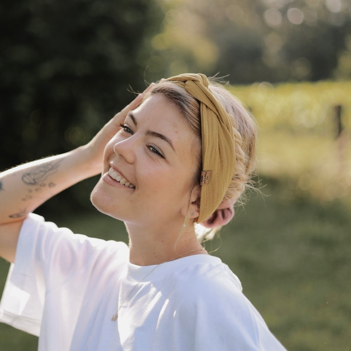 Drahthaarband Musselin Senfgelb