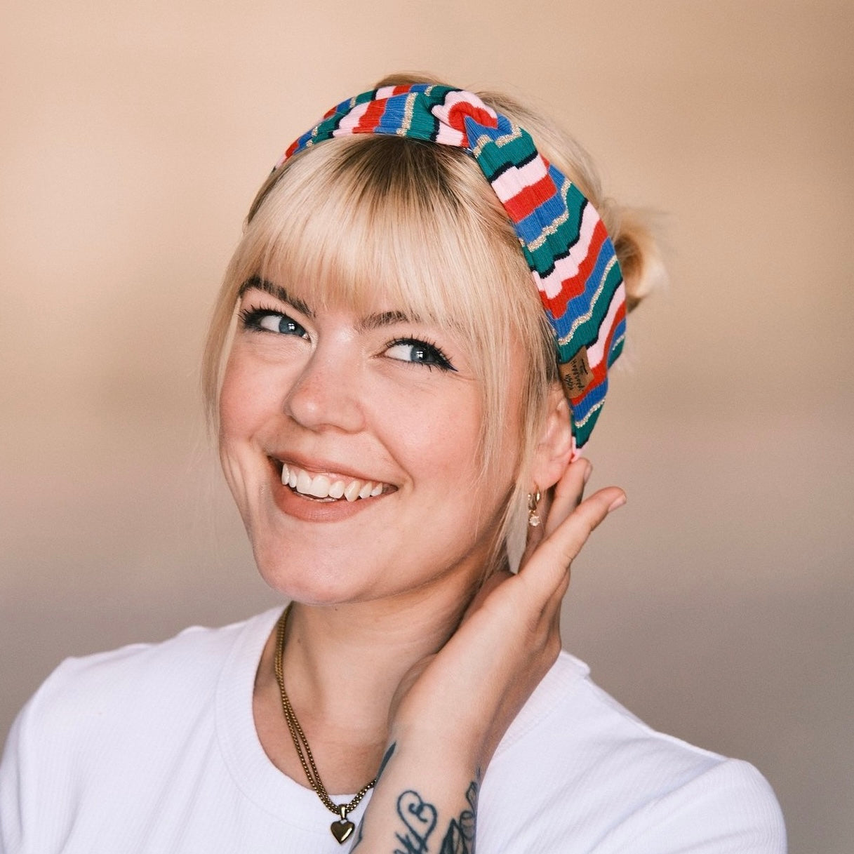 Basic Haarband - gestreift/glitzer