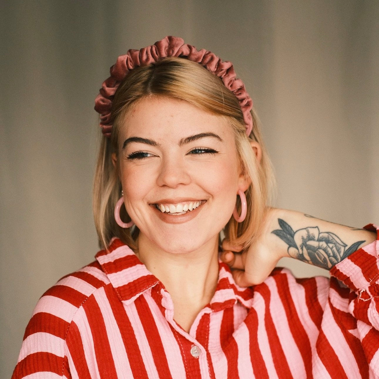 Hilde - softpink Haarreif gerafft