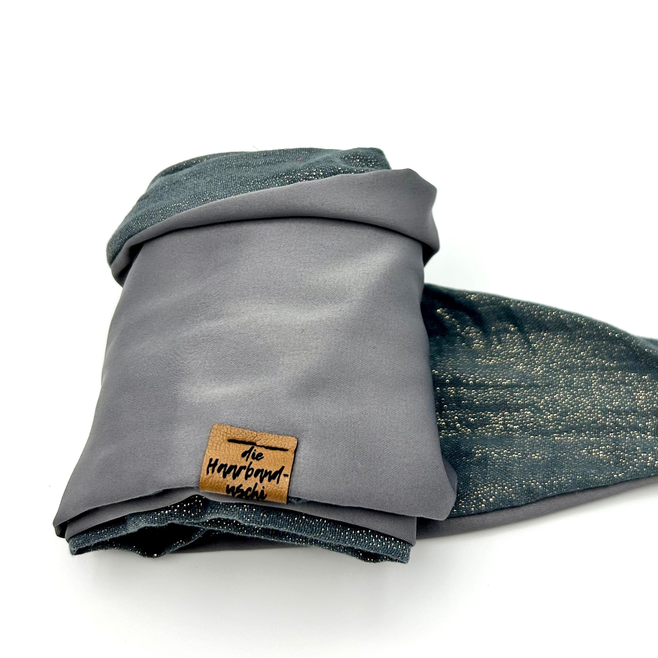 Drahthaarband 2 Seiten Glitzer/Satin Grau