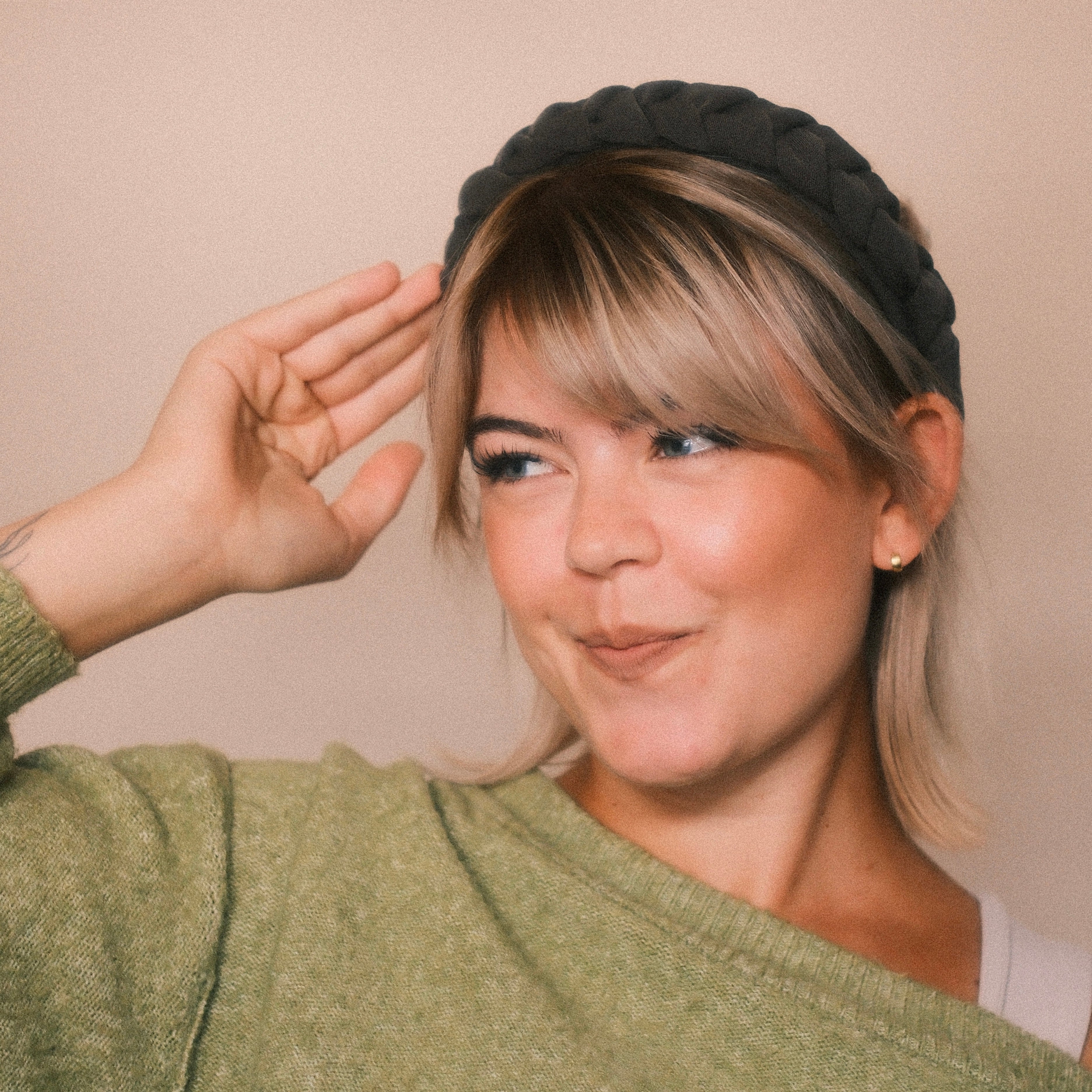 Luise - Haarreif geflochten Olive