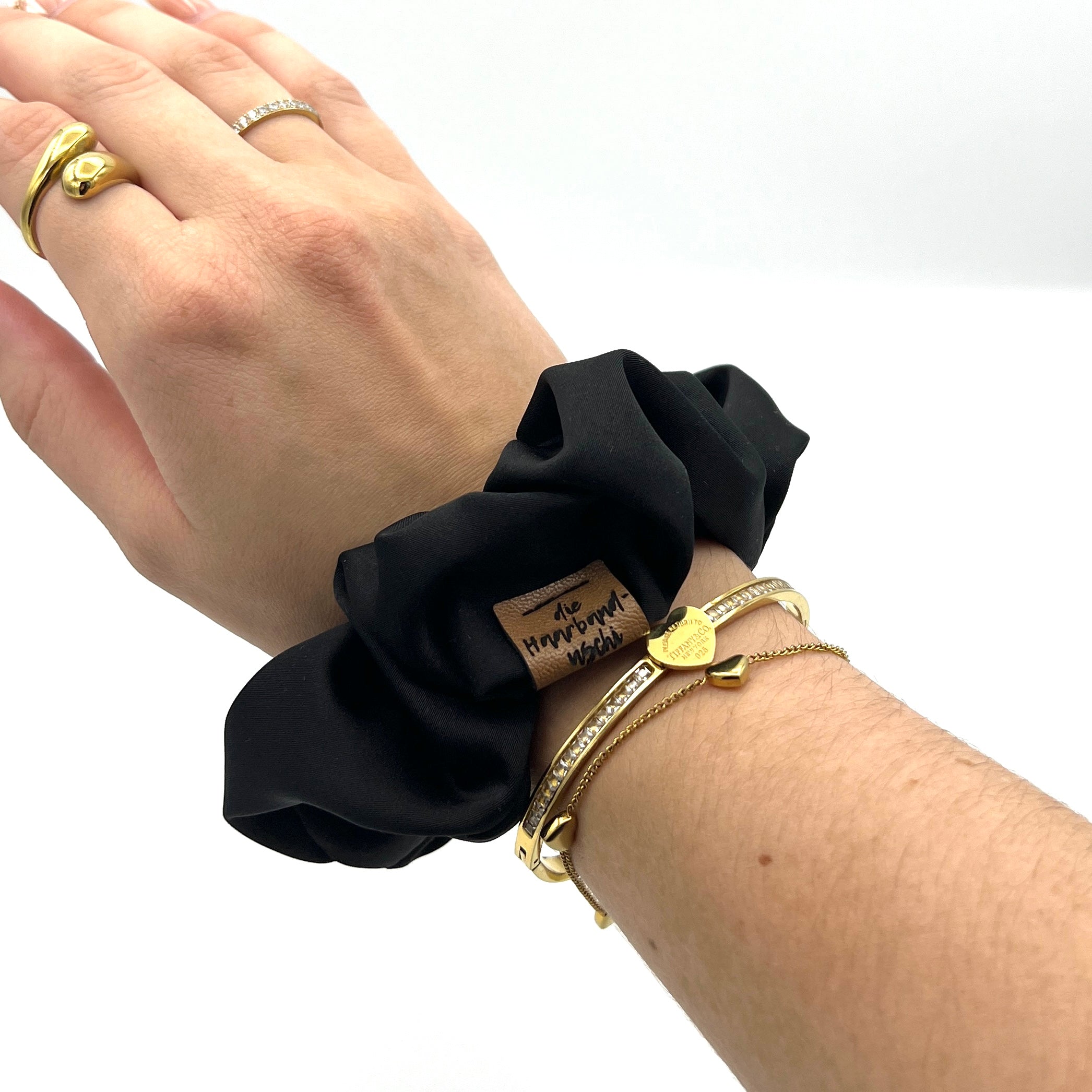 Scrunchie Satin Schwarz