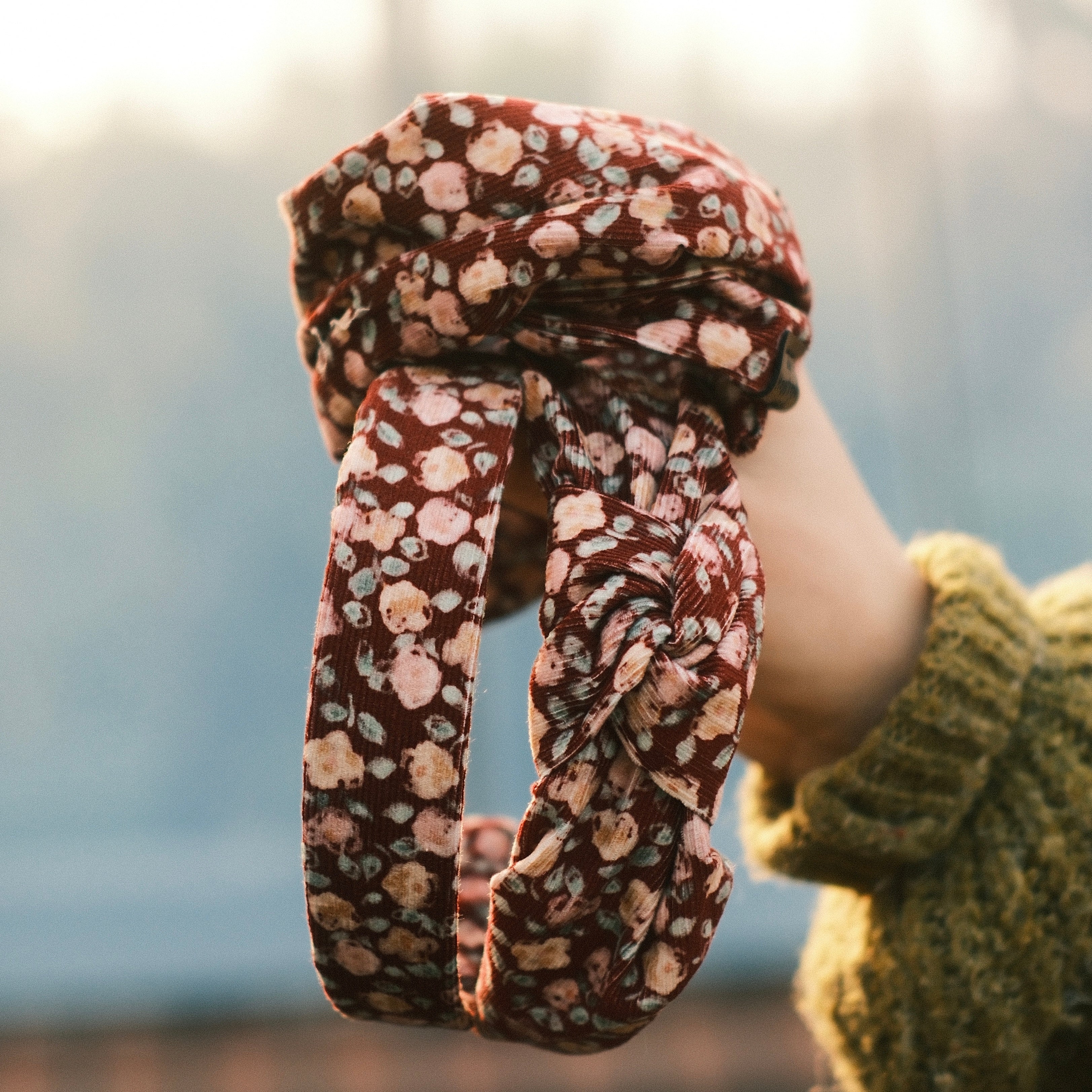 Drahthaarband - Cord Blumen Rot