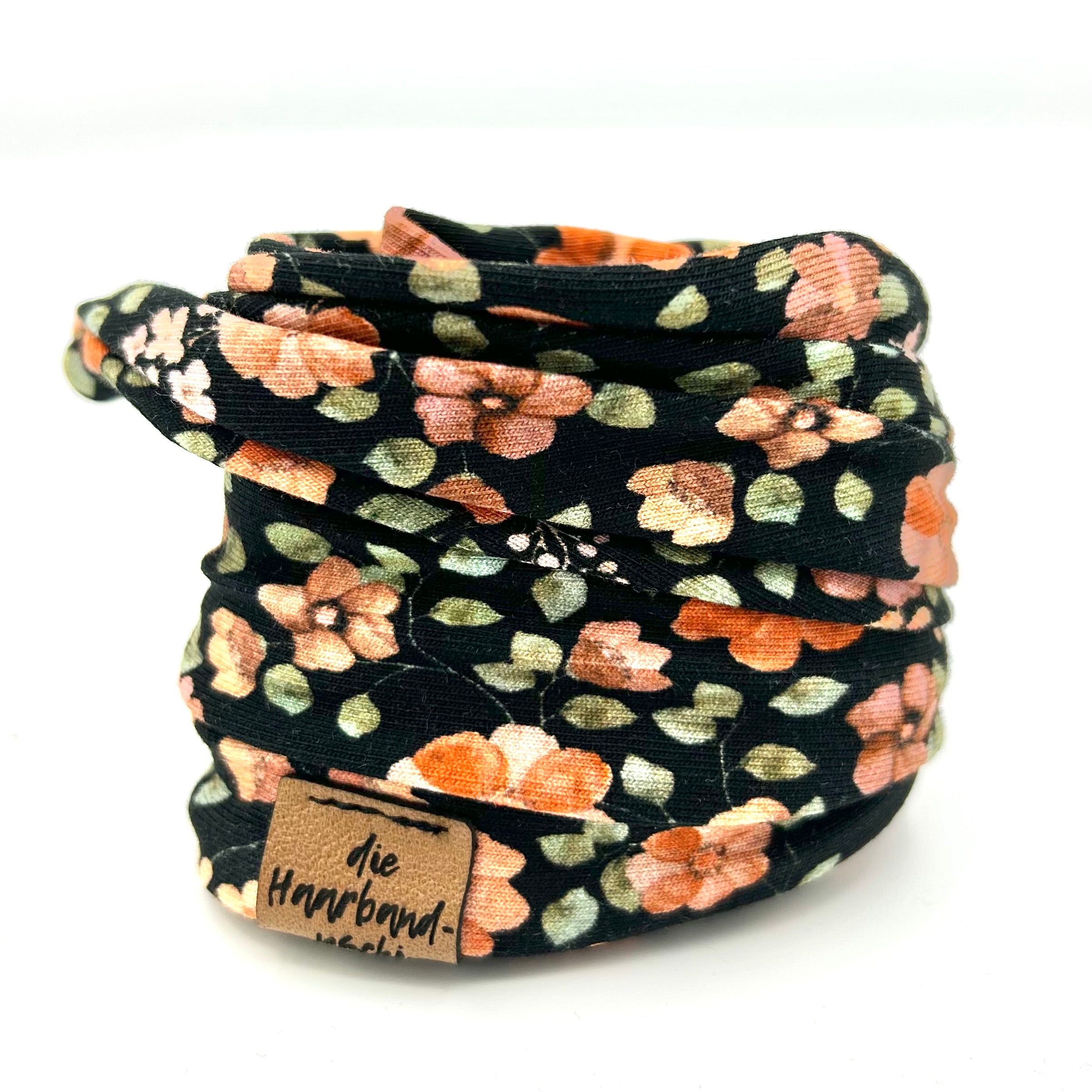 Drahthaarband schmal - orange Blumen