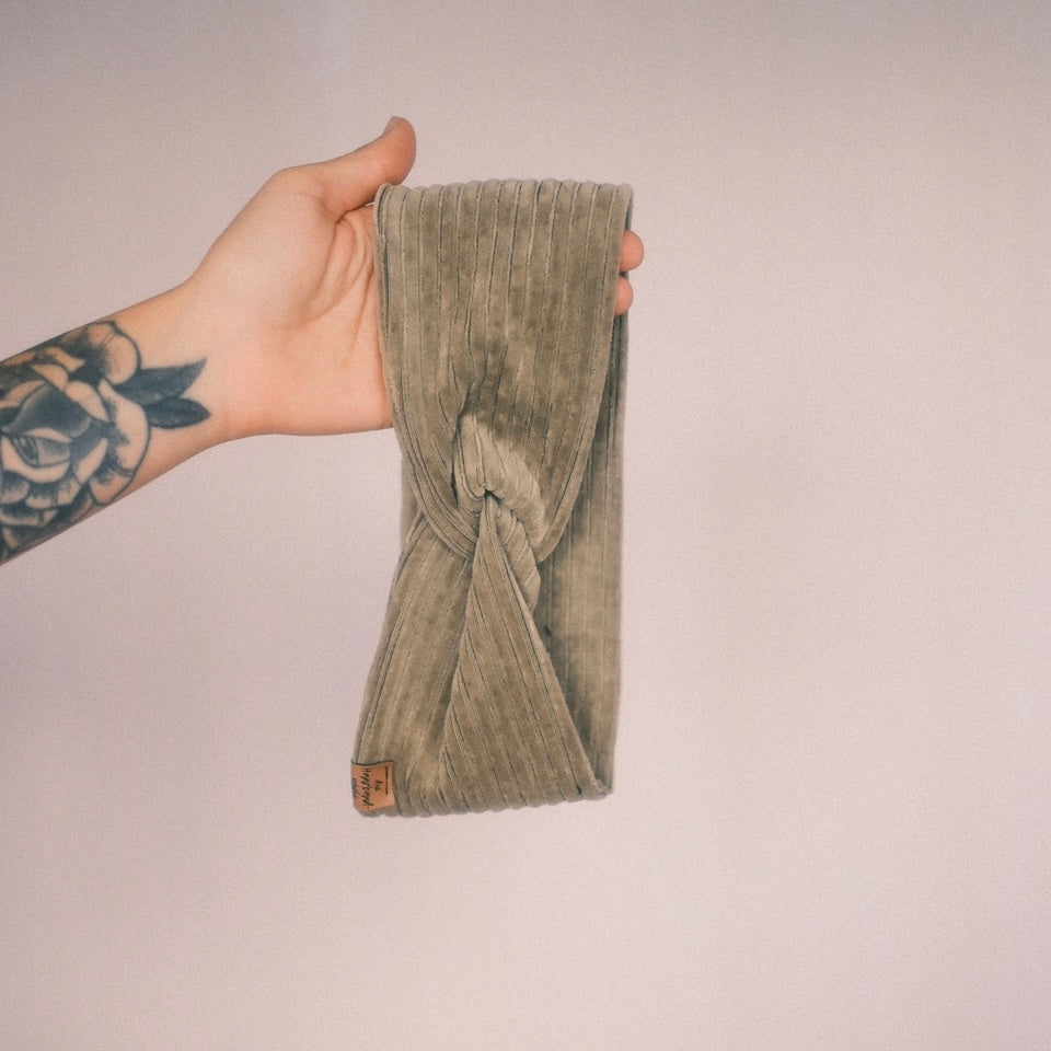 Basic Haarband - Cord Grün