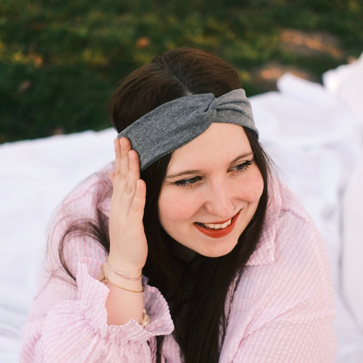 Basic Haarband - grau schmal