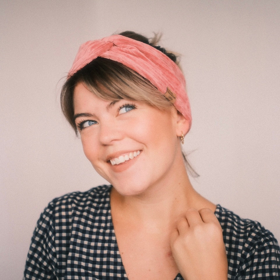 Basic Haarband - Cord Hellpink