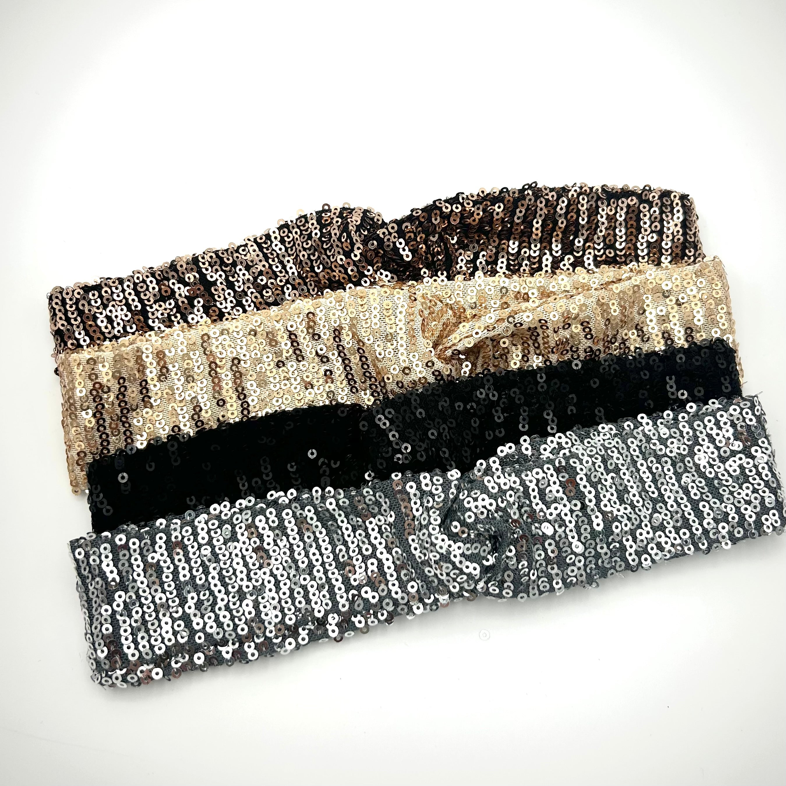 Basic Haarband - Pailletten Silberglanz